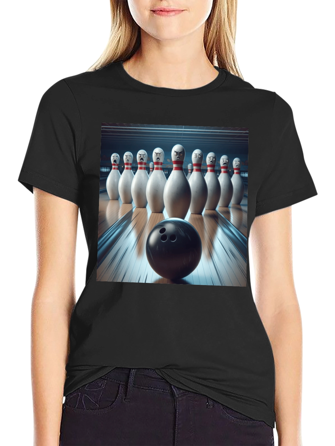 Angry Bowling Pins Graphic T-Shirt