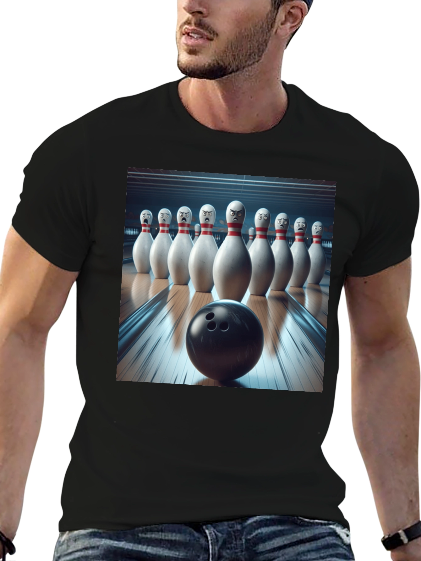 Angry Bowling Pins Graphic T-Shirt