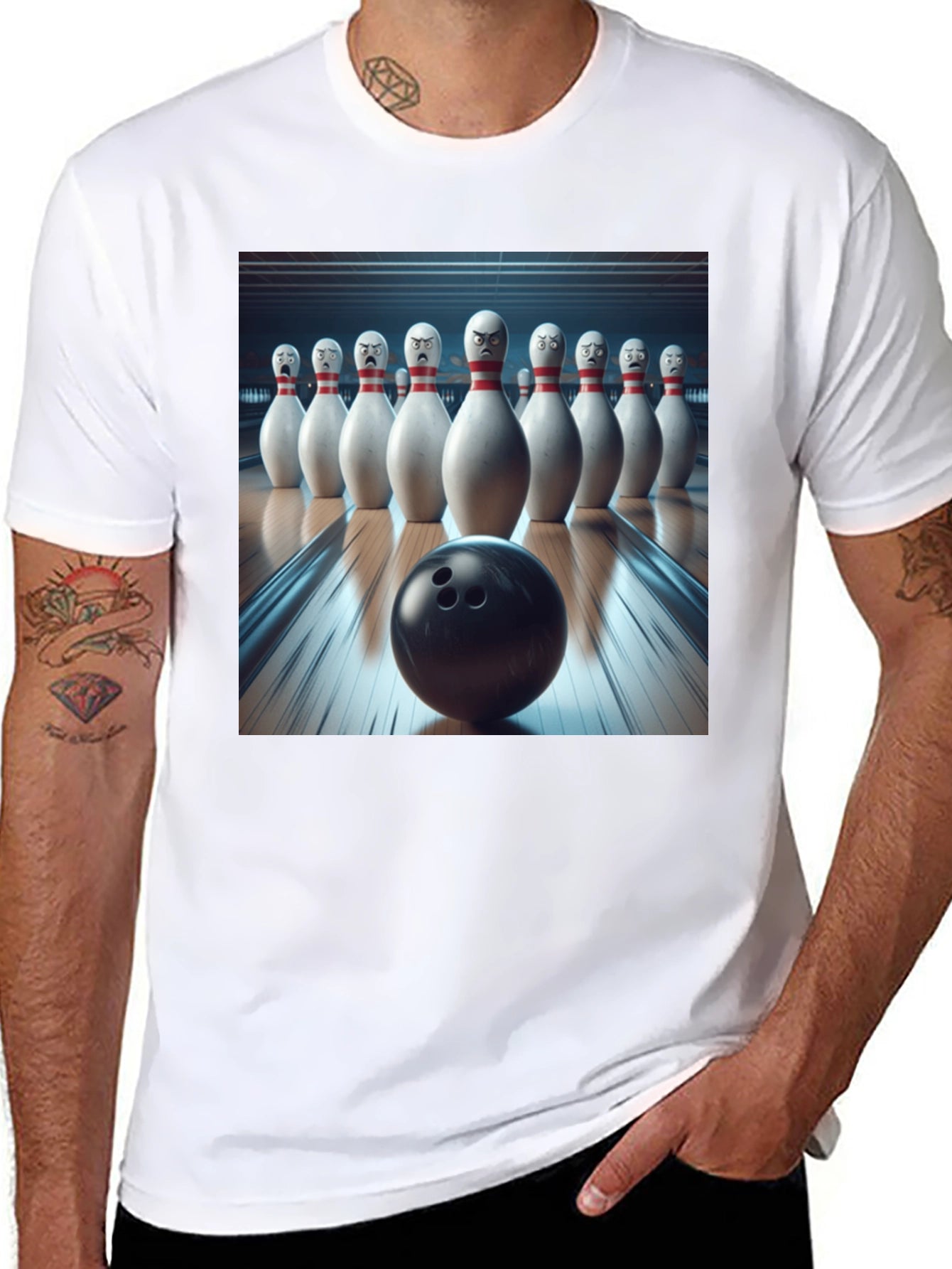 Angry Bowling Pins Graphic T-Shirt