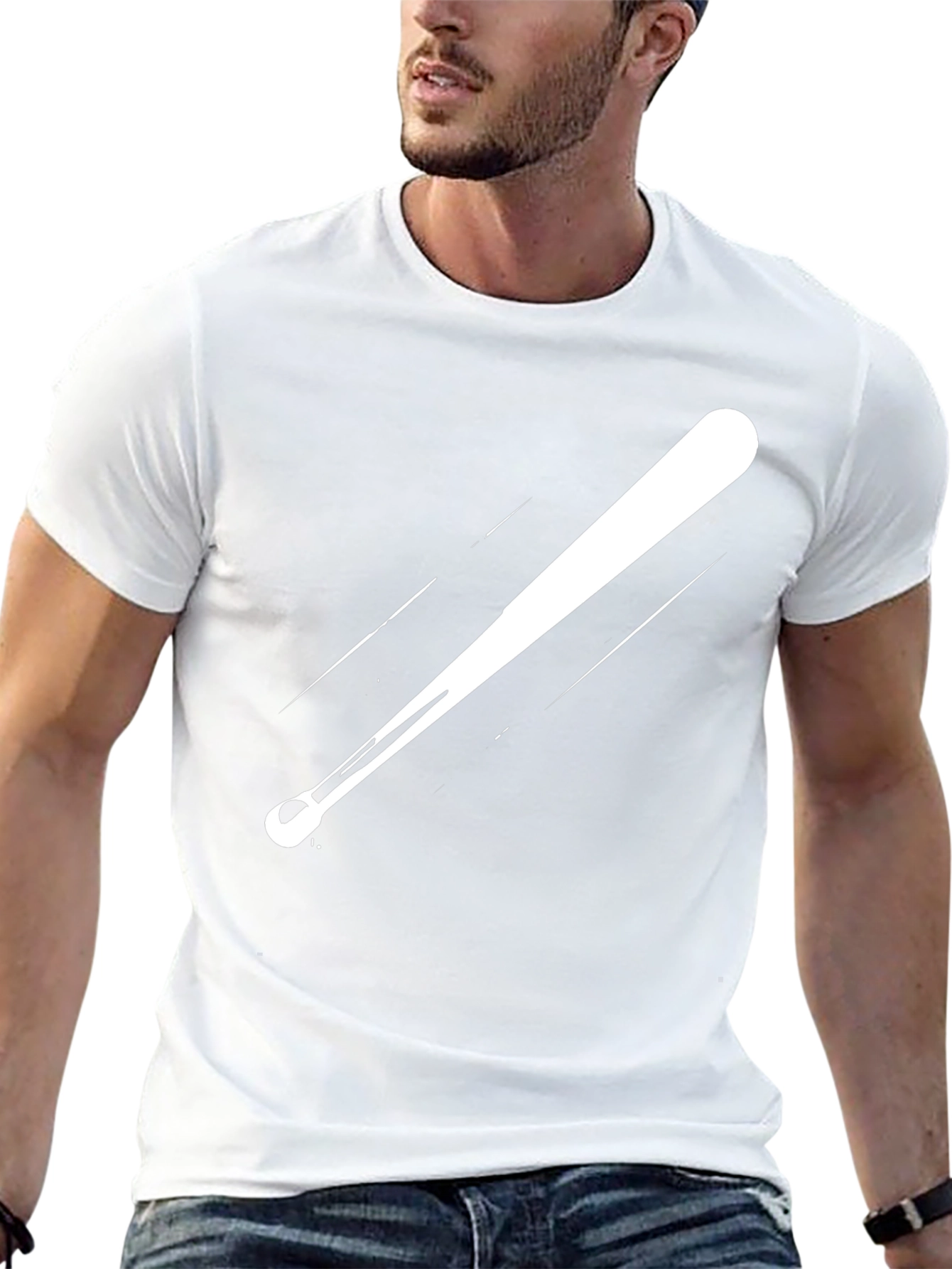 Black Baseball Bat Graphic Tee - Sporty Style