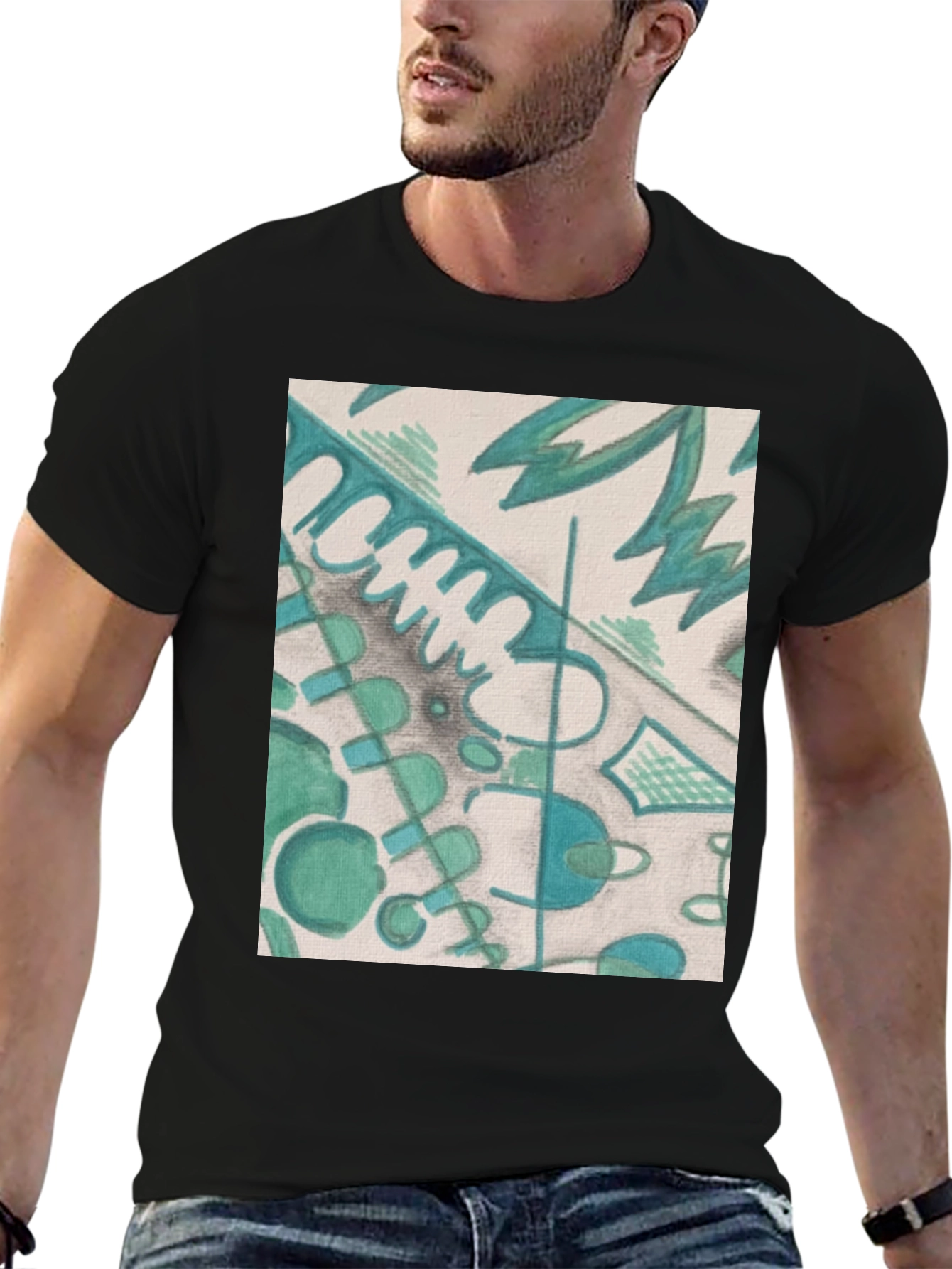 Abstract Art Graphic Tee - Stylish Black Unisex T-Shirt