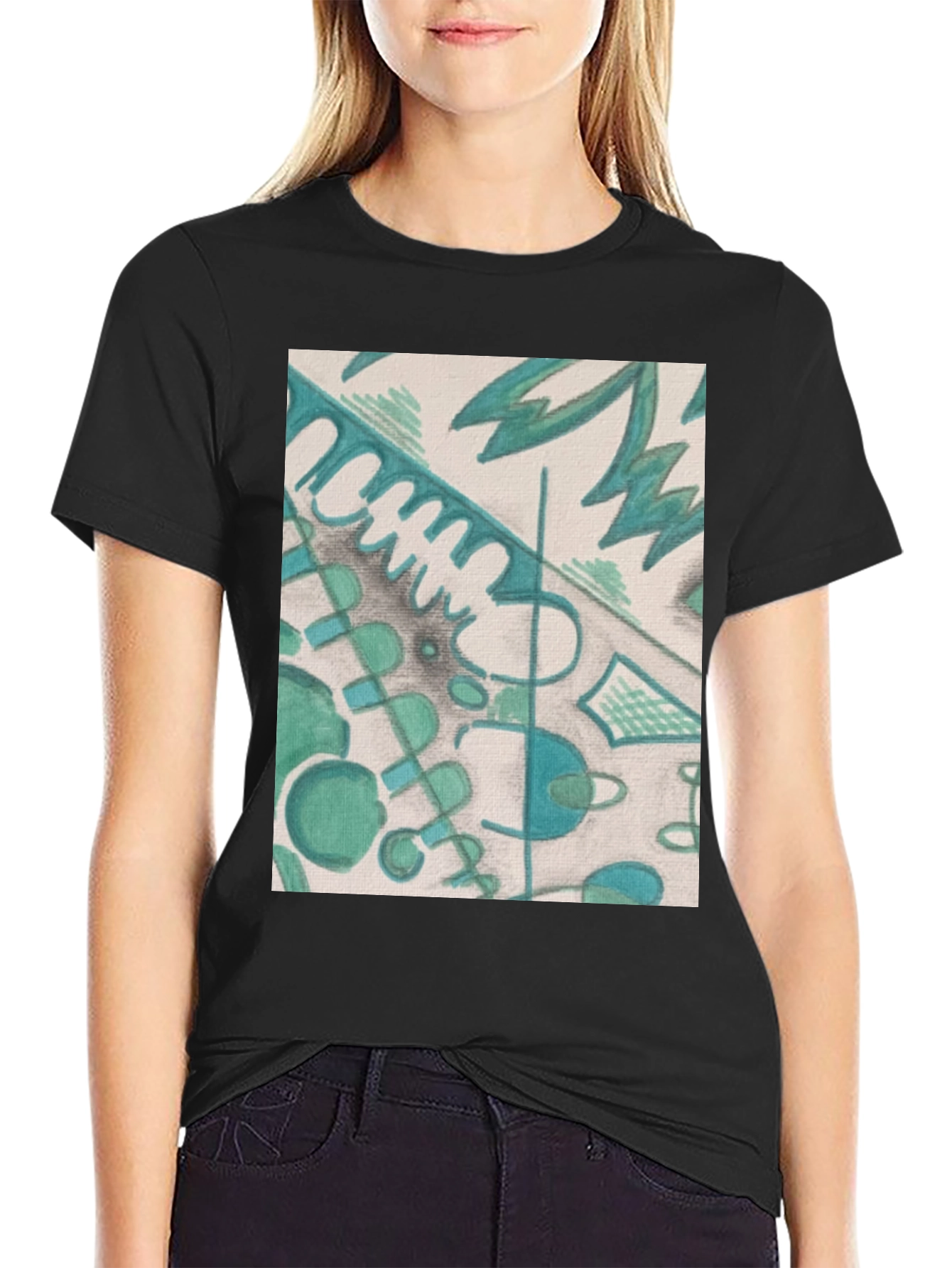 Abstract Art Graphic Tee - Stylish Black Unisex T-Shirt