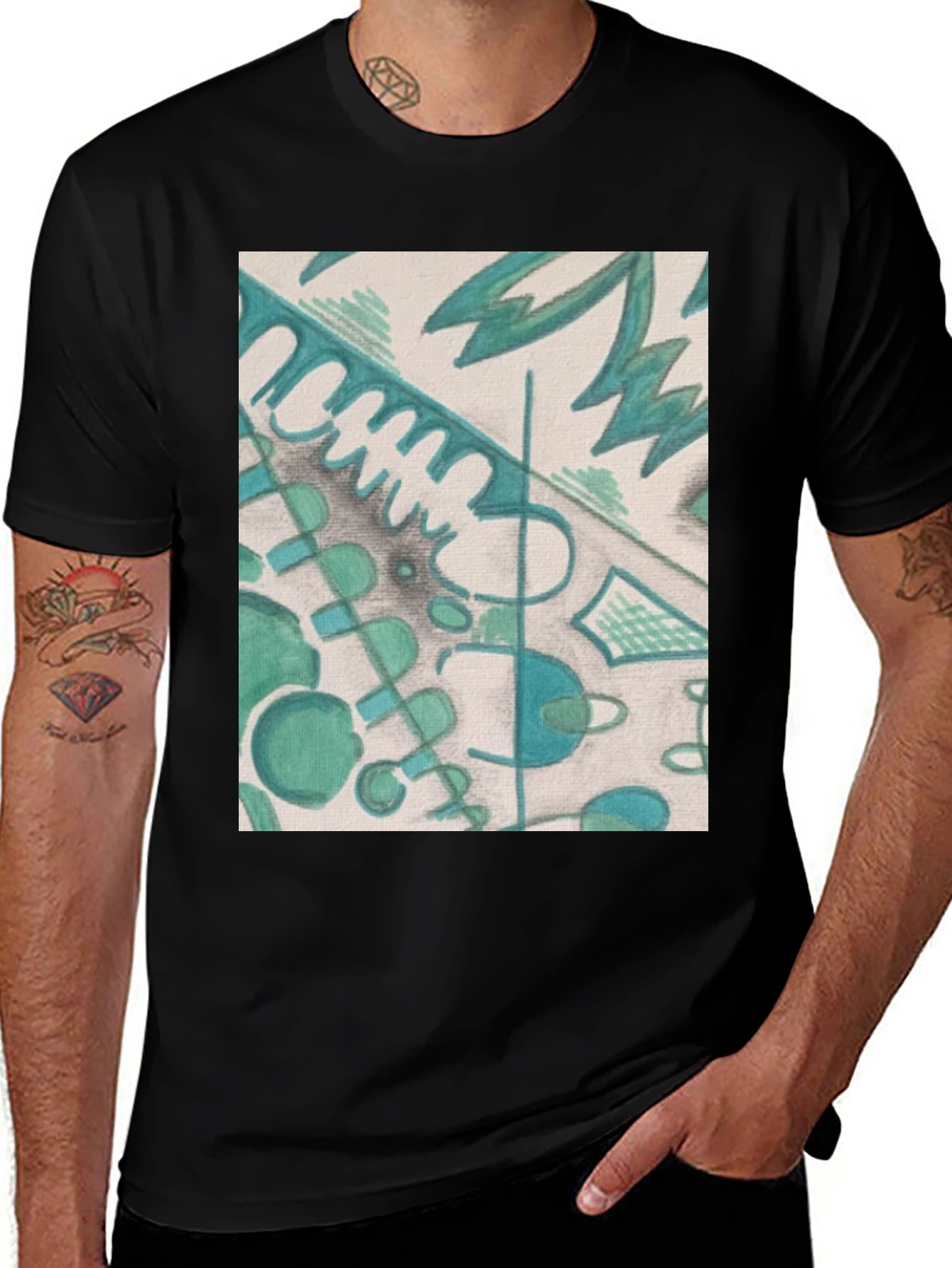 Abstract Art Graphic Tee - Stylish Black Unisex T-Shirt