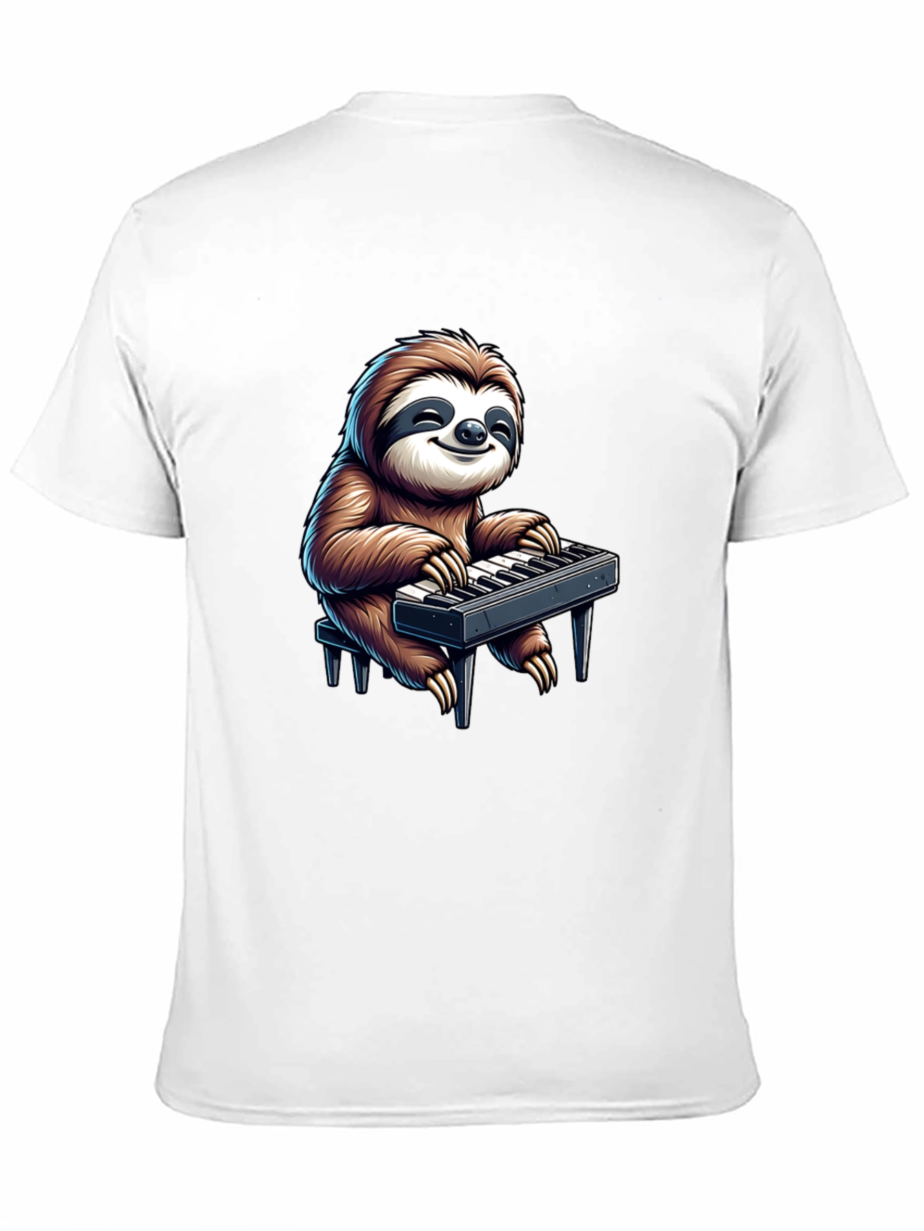 Sloth Playing Keyboard Graphic Tee - Black