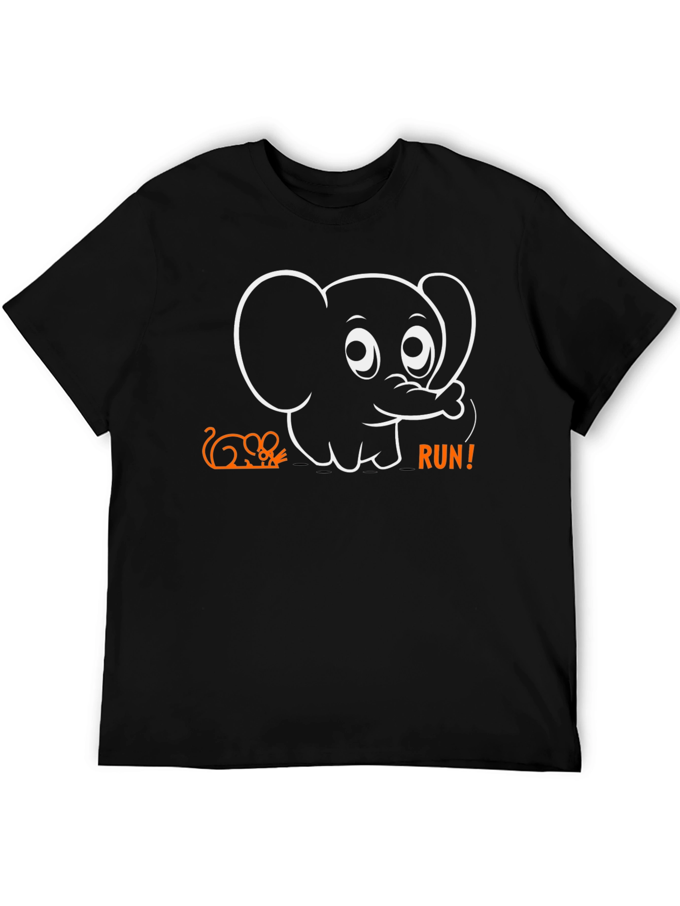 Run! Elephant & Mouse Graphic Tee - Black