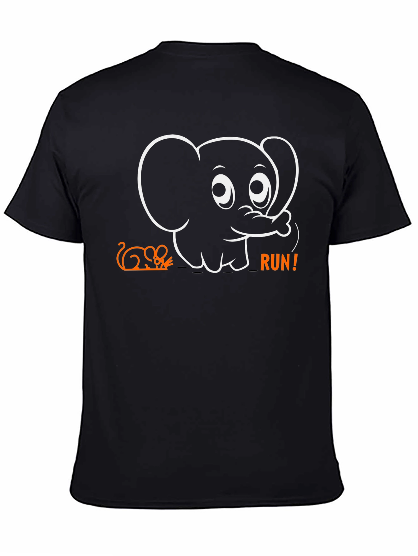 Run! Elephant & Mouse Graphic Tee - Black
