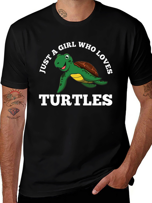 Just A Girl Who Loves Turtles Black T-Shirt