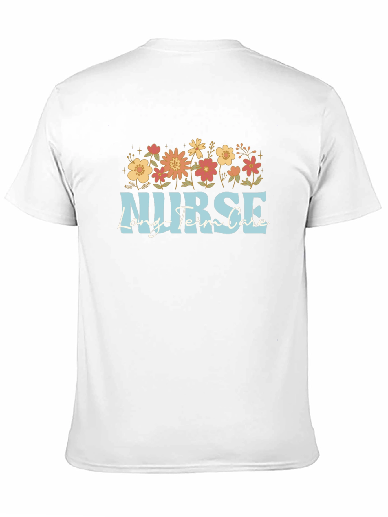 Floral Nurse Long Term Care Black T-Shirt