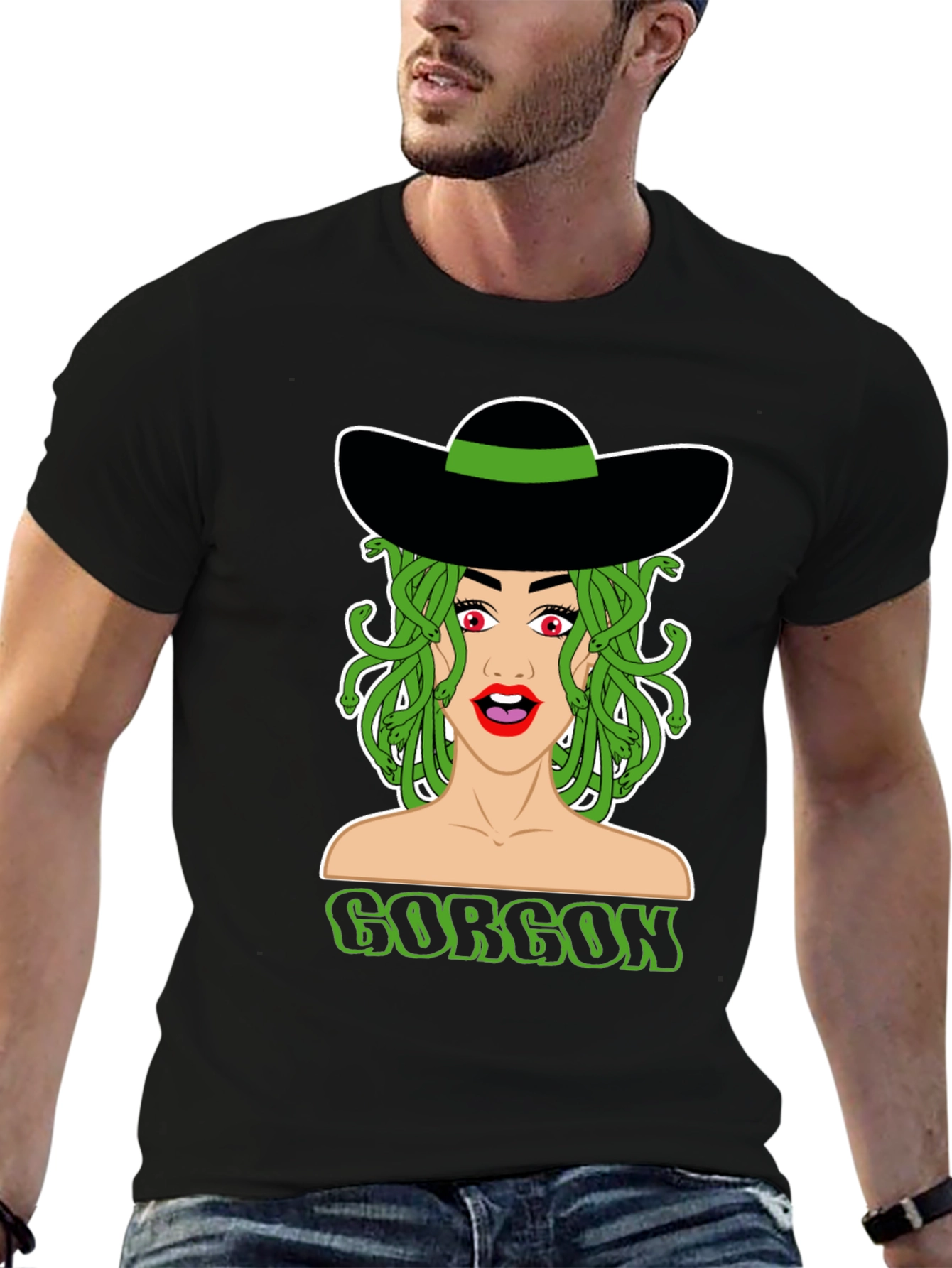 Medusa Gorgon Graphic Tee - Black Cotton T-Shirt
