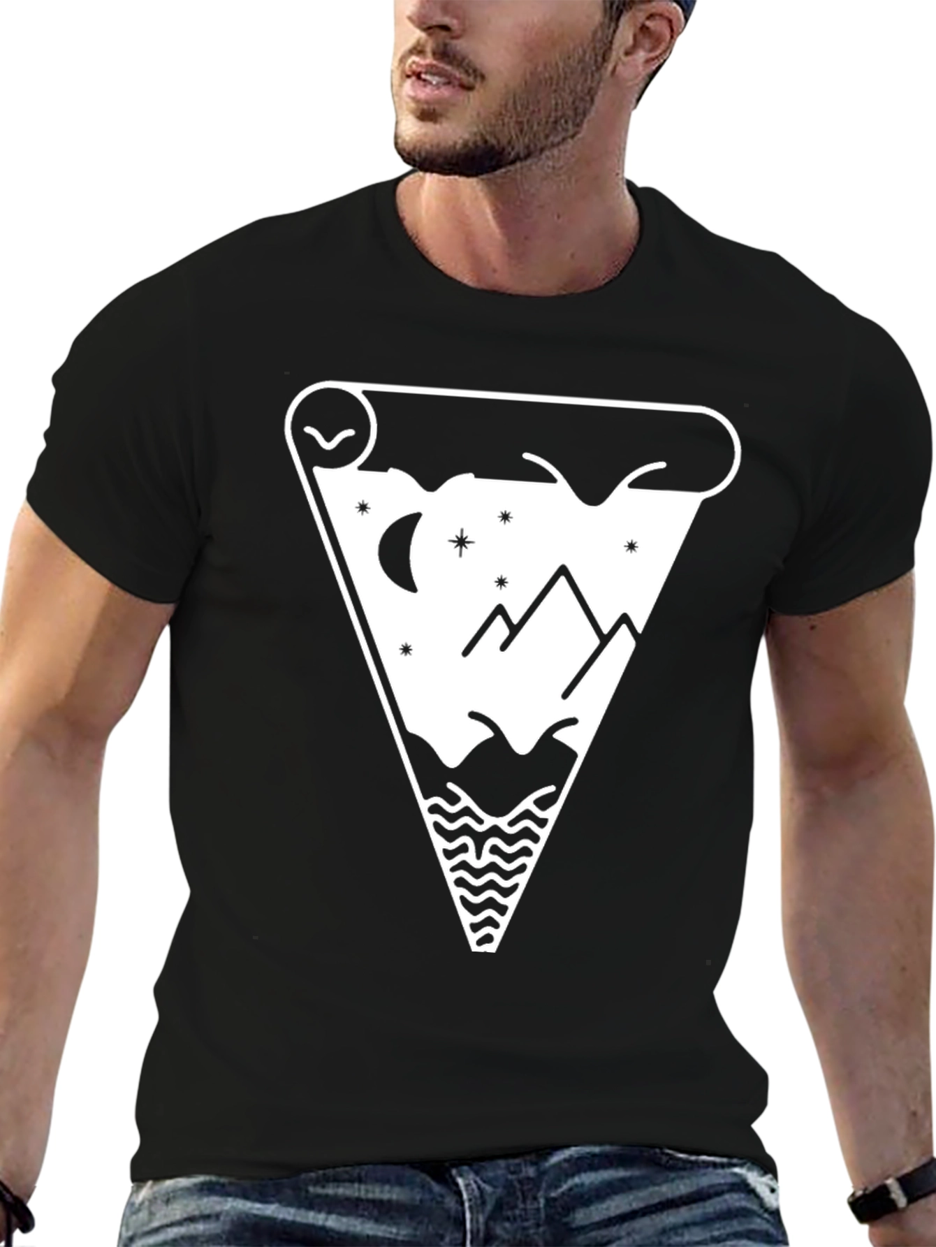 Mountainscape Graphic Tee - Black Cotton Blend
