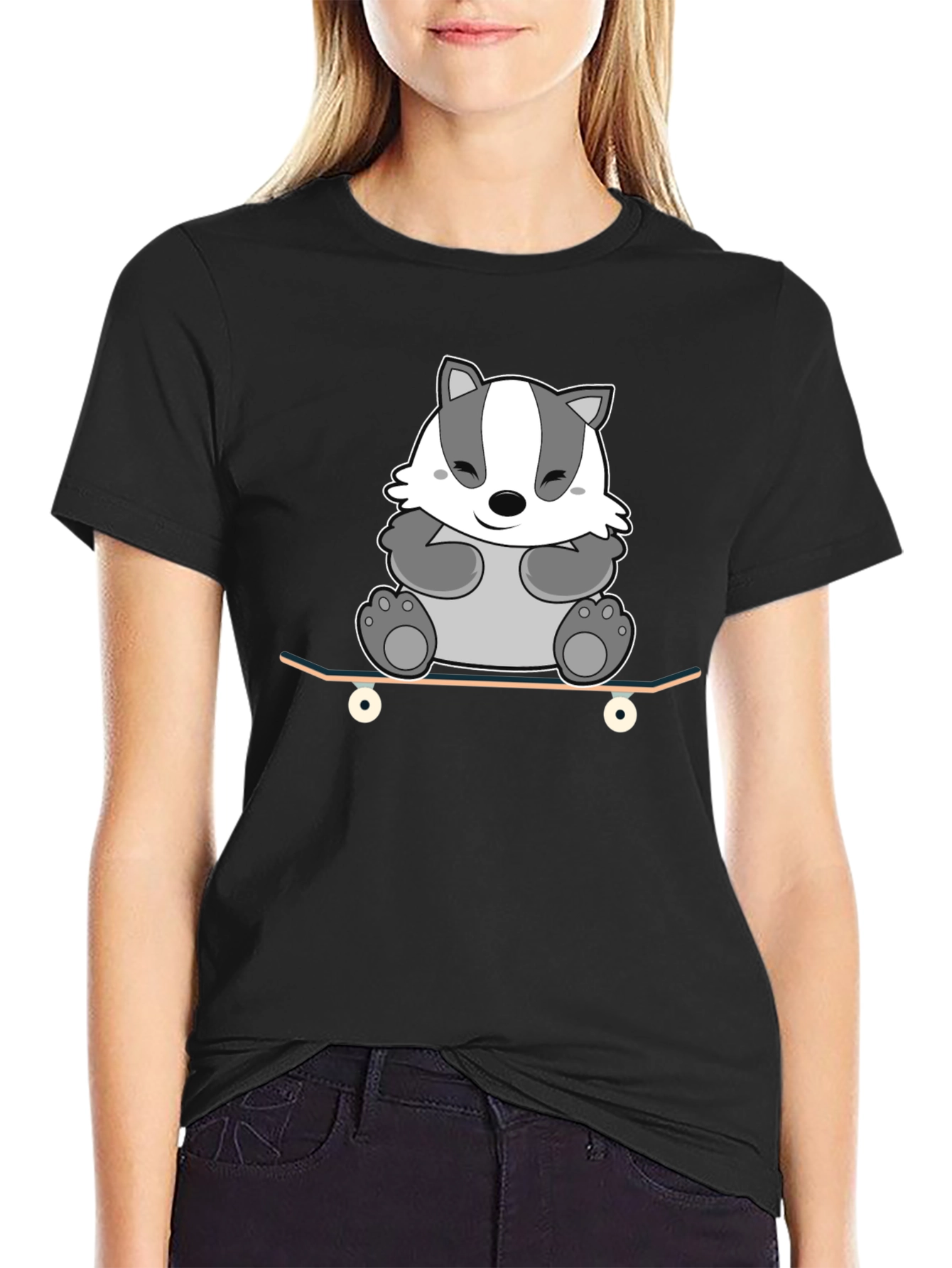 Badger Skateboarder Tee - Cool Cartoon Graphic Shirt