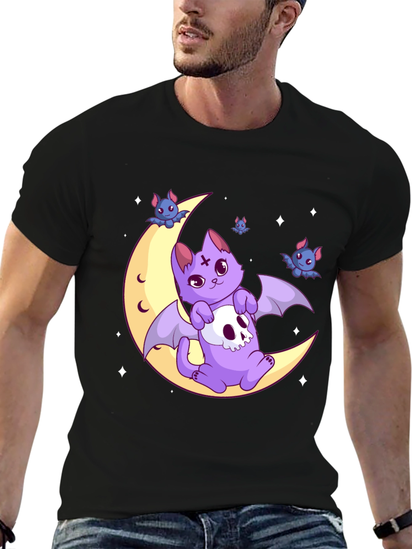Gothic Bat Cat Moon T-Shirt