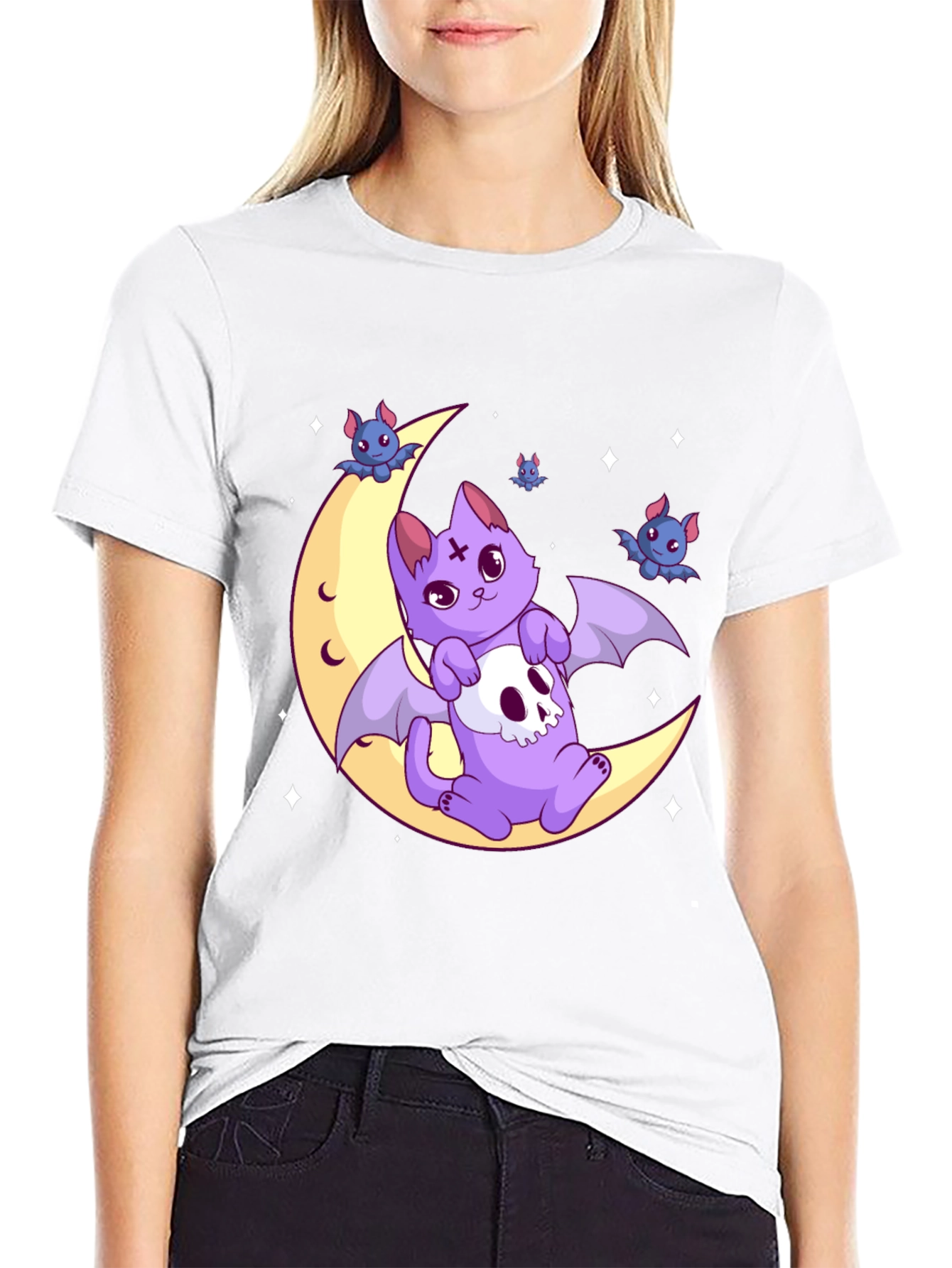Gothic Bat Cat Moon T-Shirt