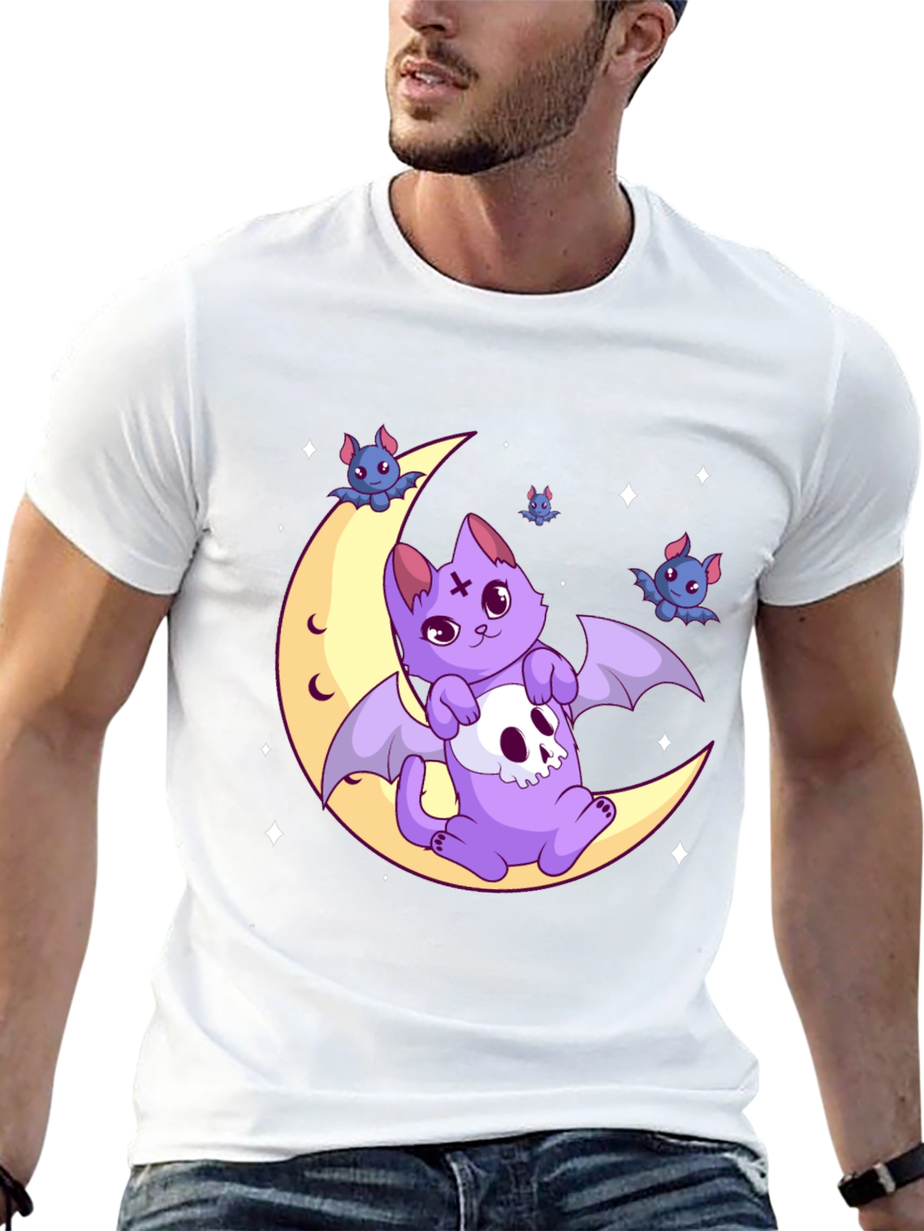 Gothic Bat Cat Moon T-Shirt