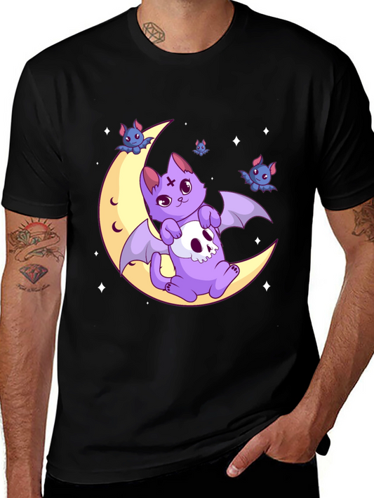 Gothic Bat Cat Moon T-Shirt