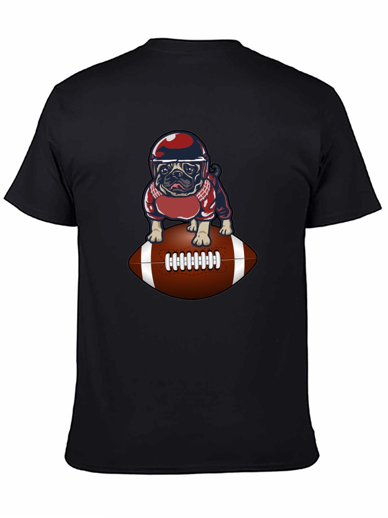 Pug Football T-Shirt - Novelty Dog Tee