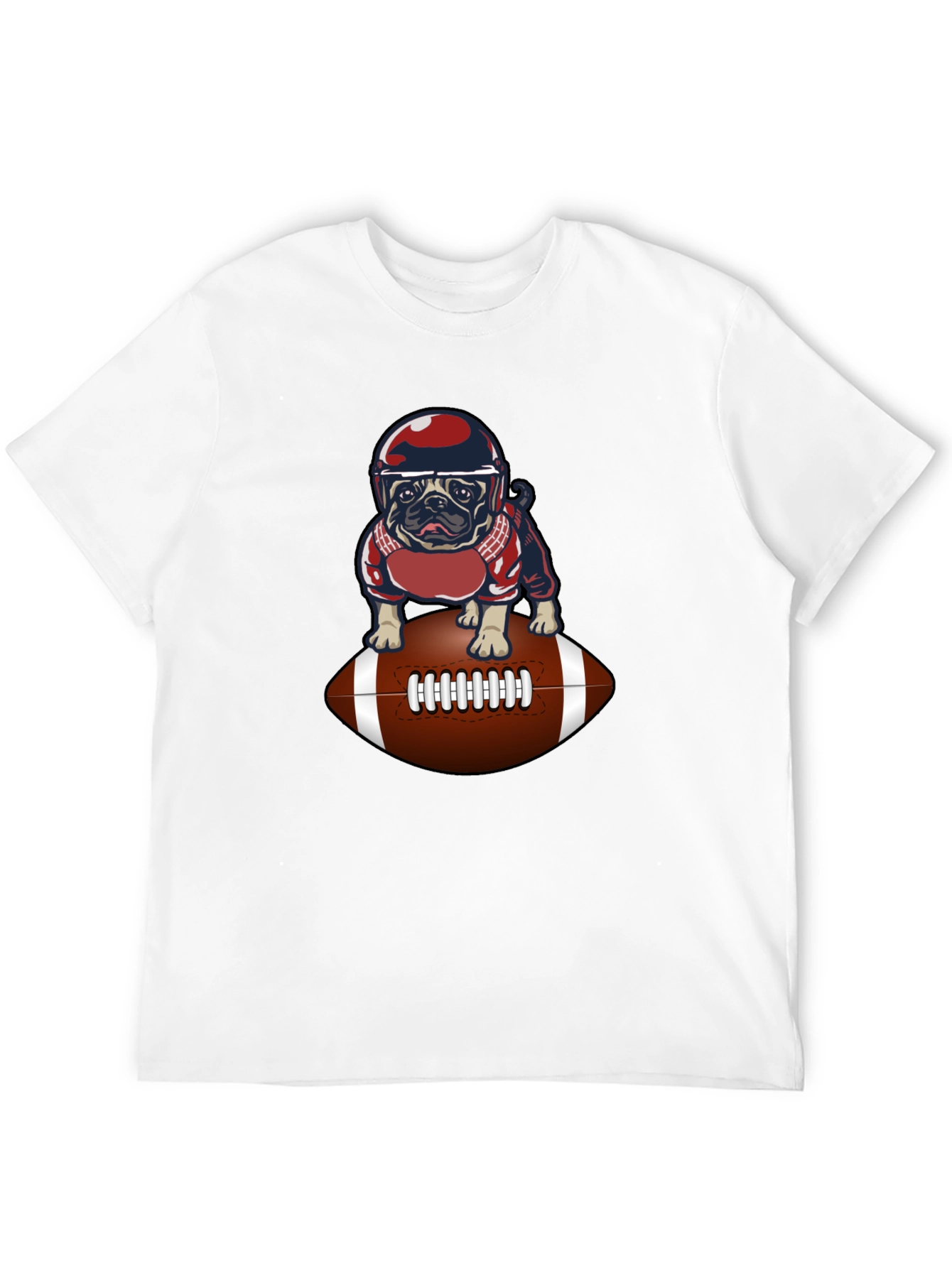 Pug Football T-Shirt - Novelty Dog Tee