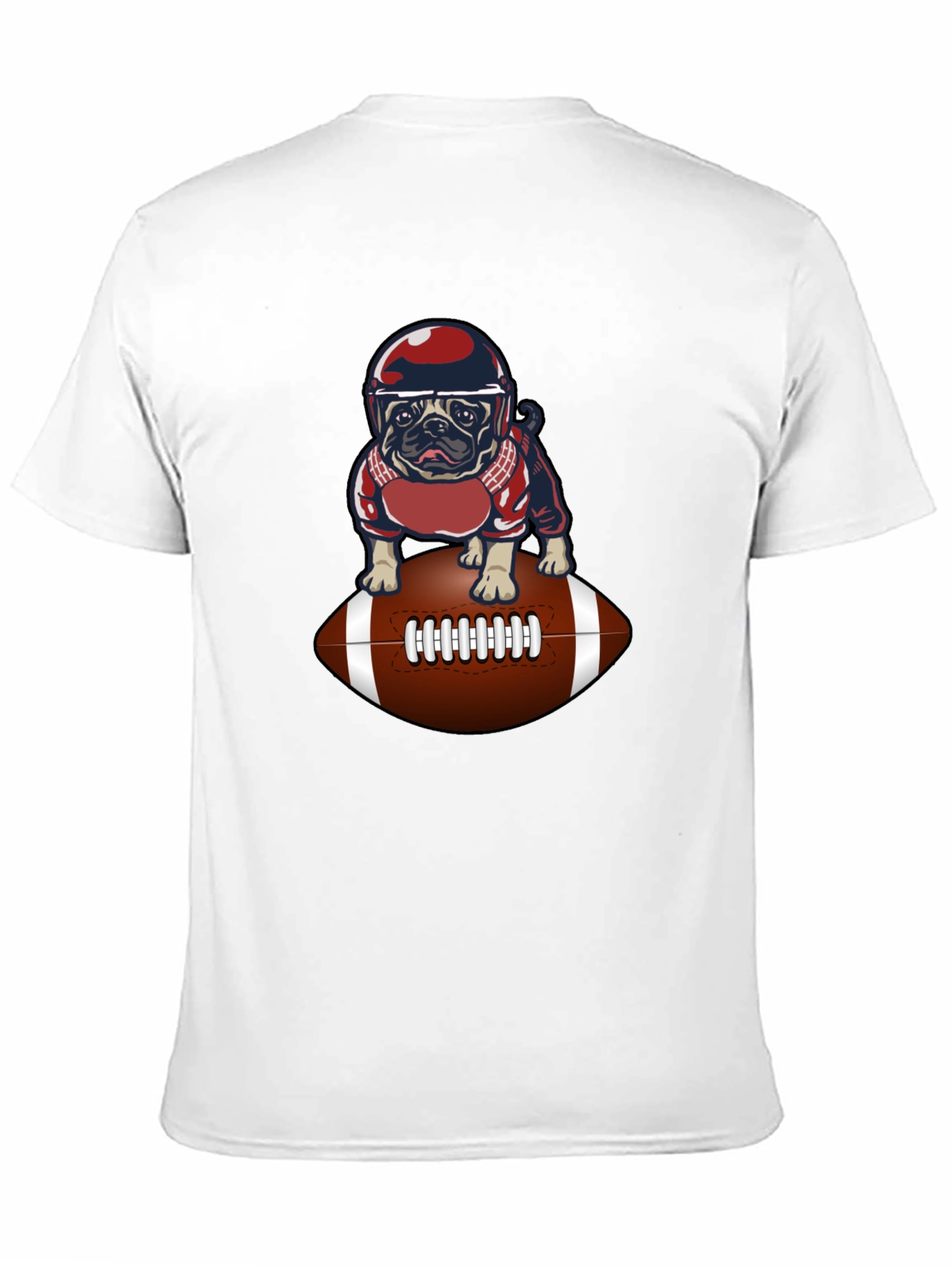 Pug Football T-Shirt - Novelty Dog Tee
