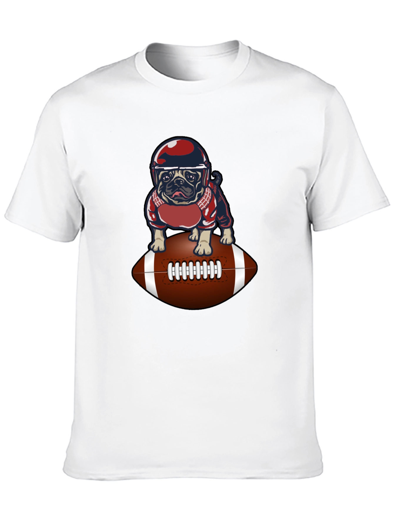Pug Football T-Shirt - Novelty Dog Tee