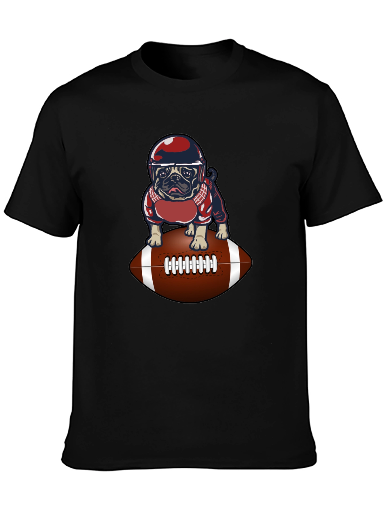 Pug Football T-Shirt - Novelty Dog Tee