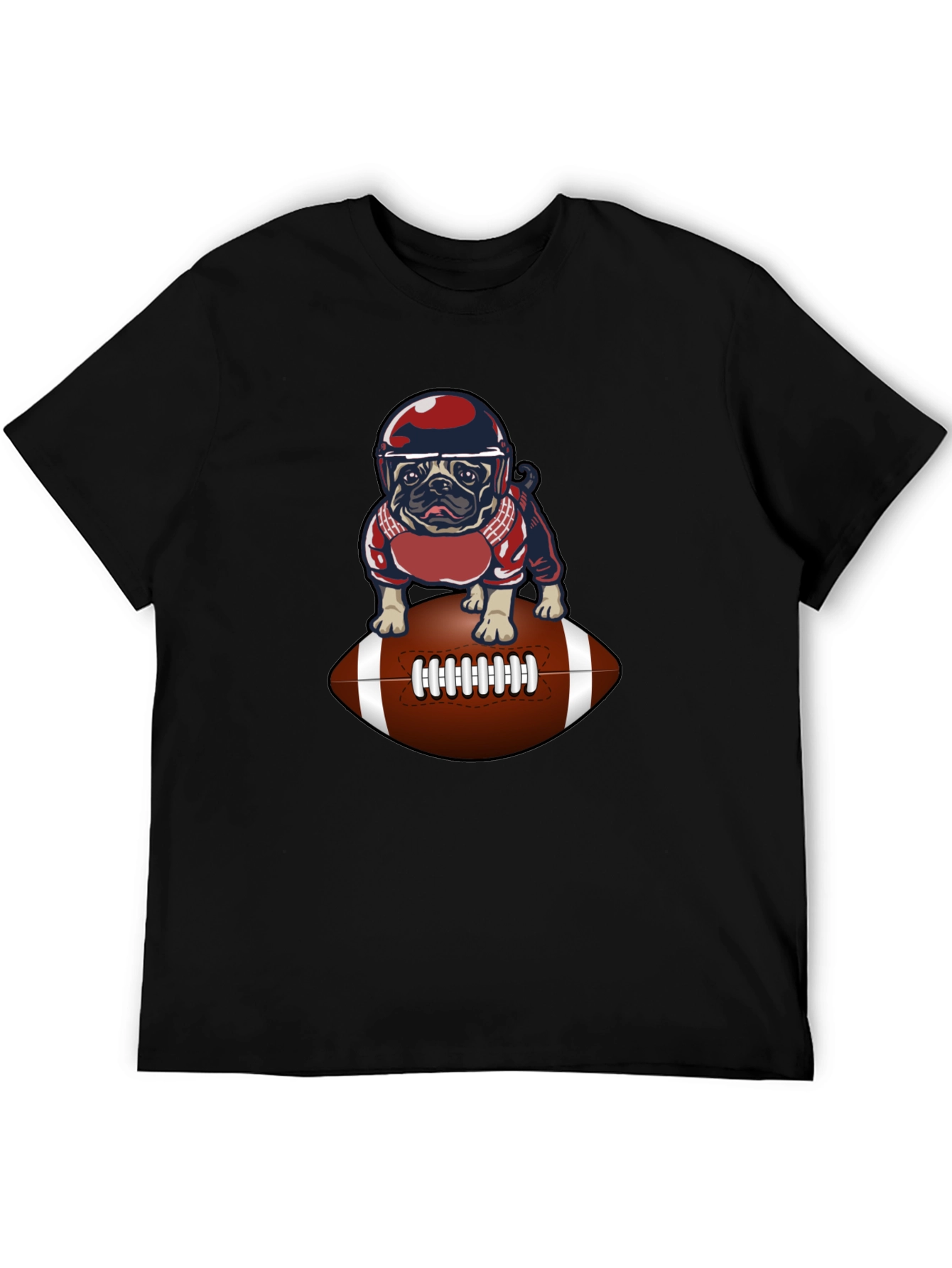 Pug Football T-Shirt - Novelty Dog Tee