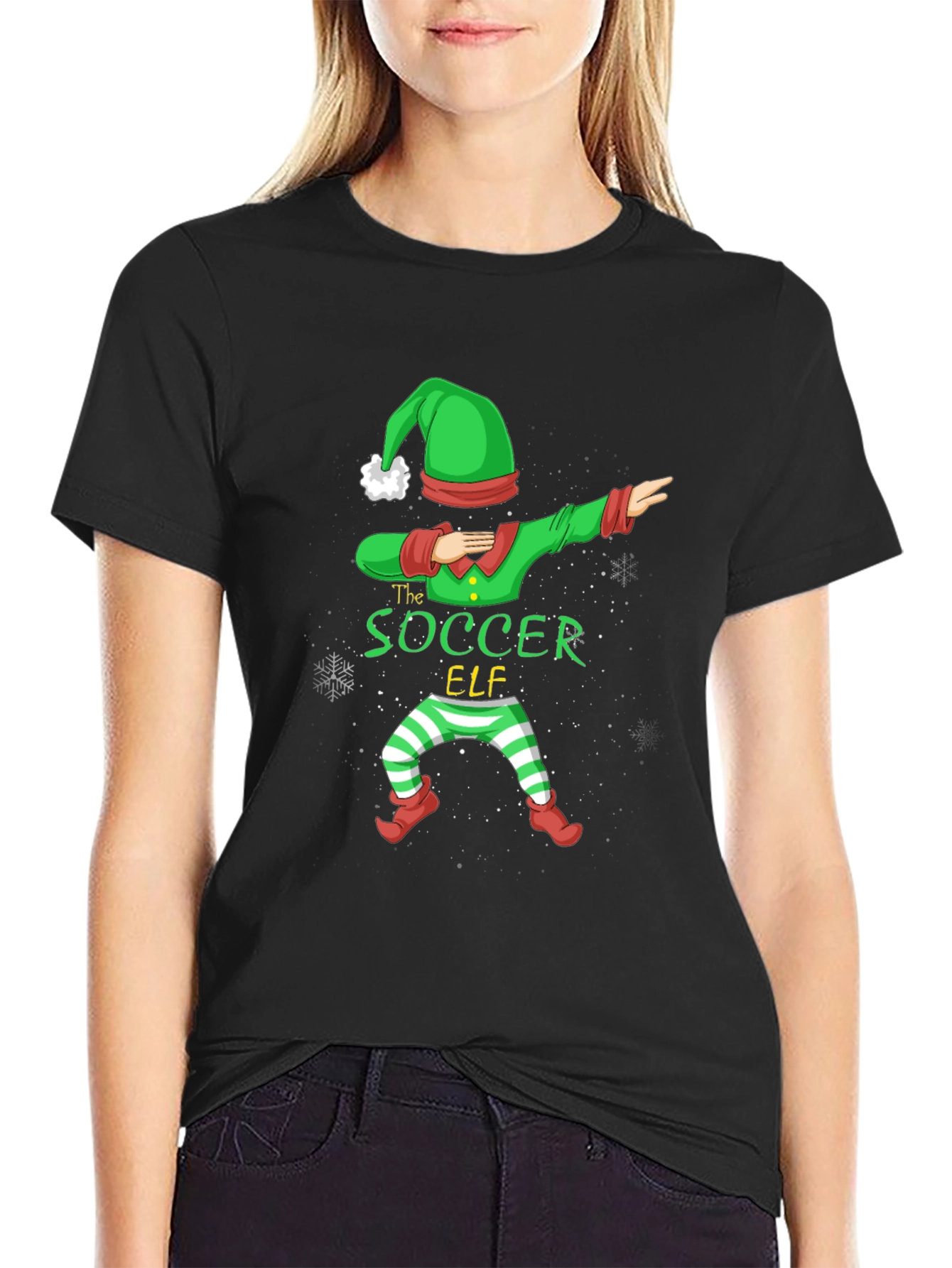 The Soccer Elf Dab Black T-Shirt