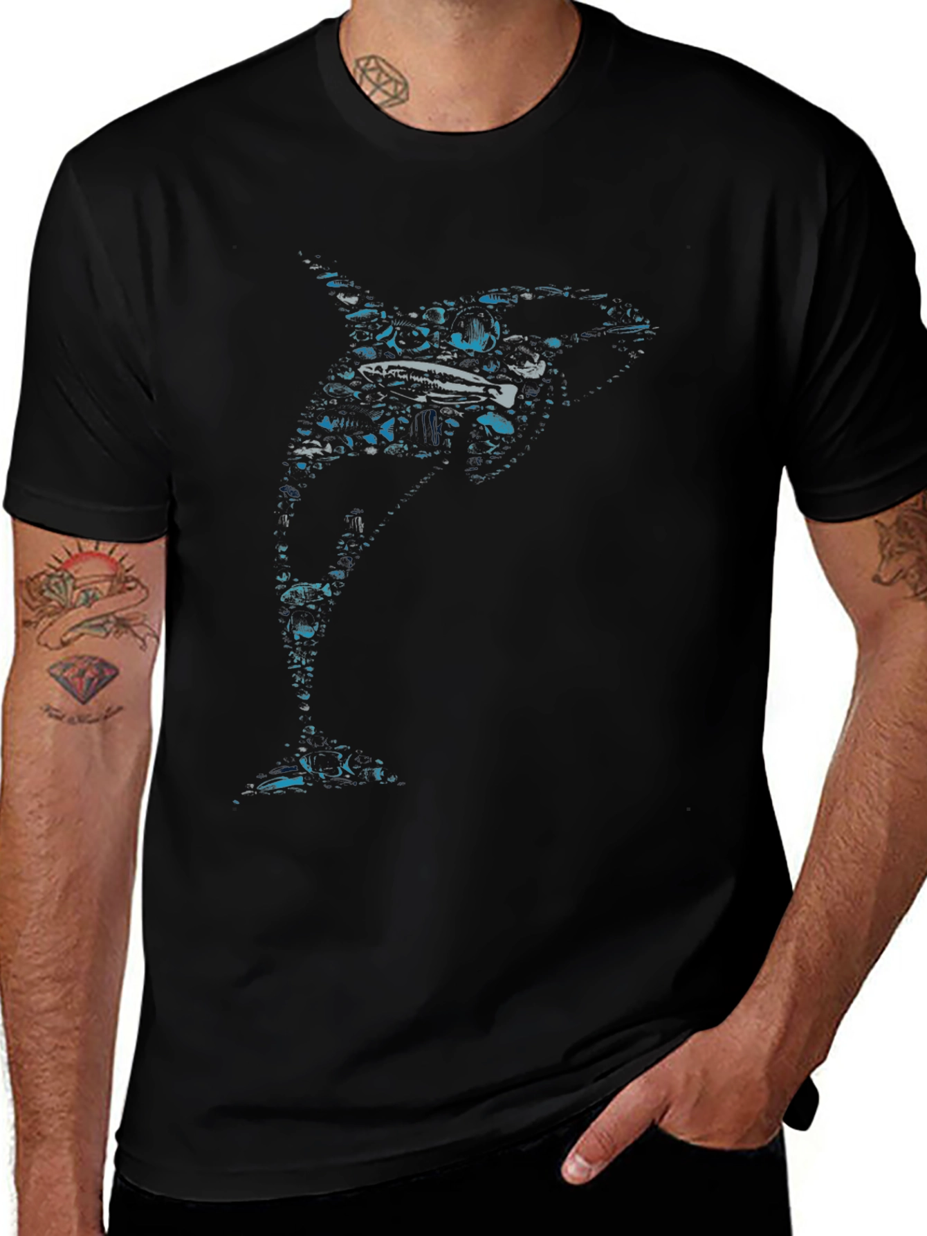Orca Graphic Print Crew Neck T-Shirt
