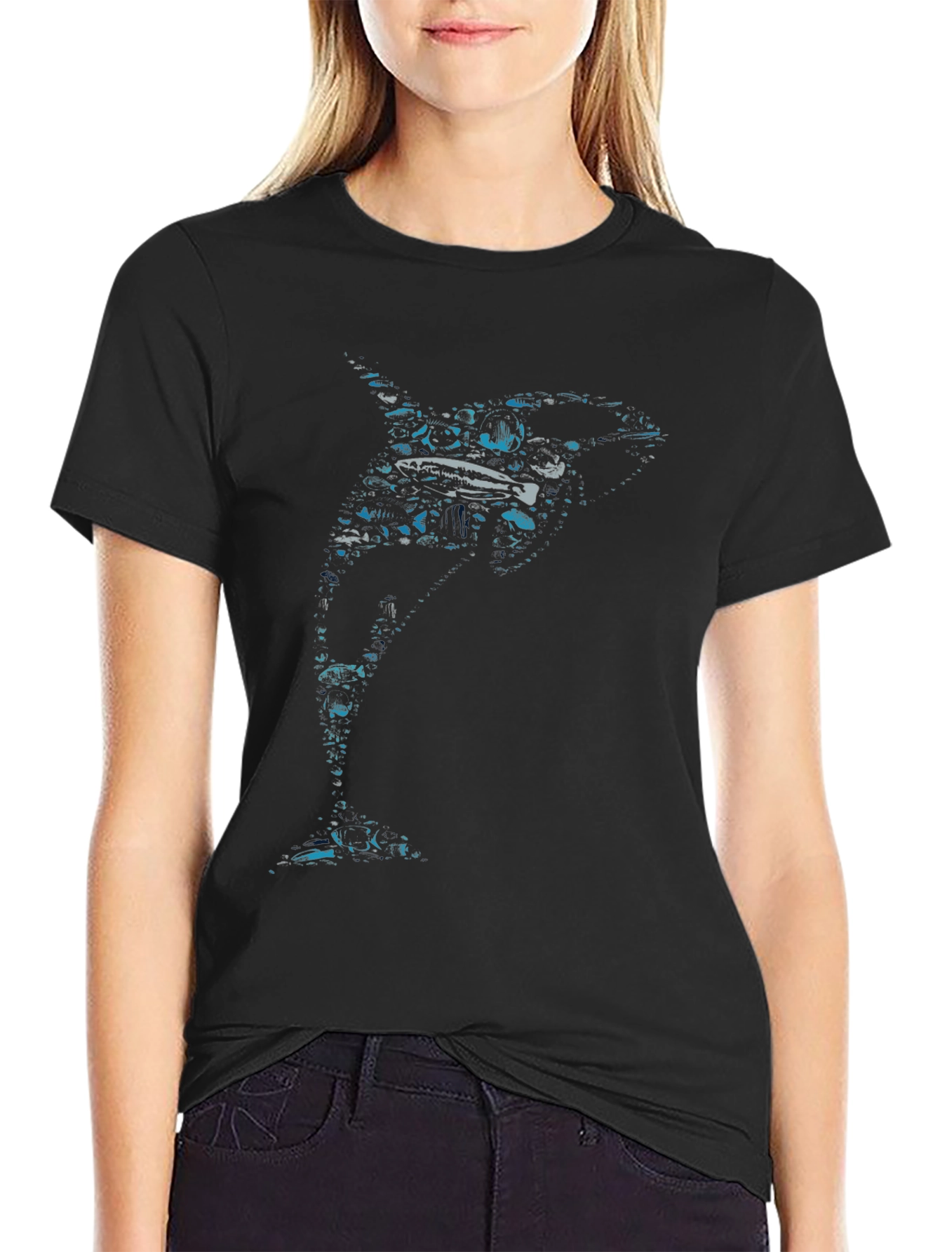 Orca Graphic Print Crew Neck T-Shirt