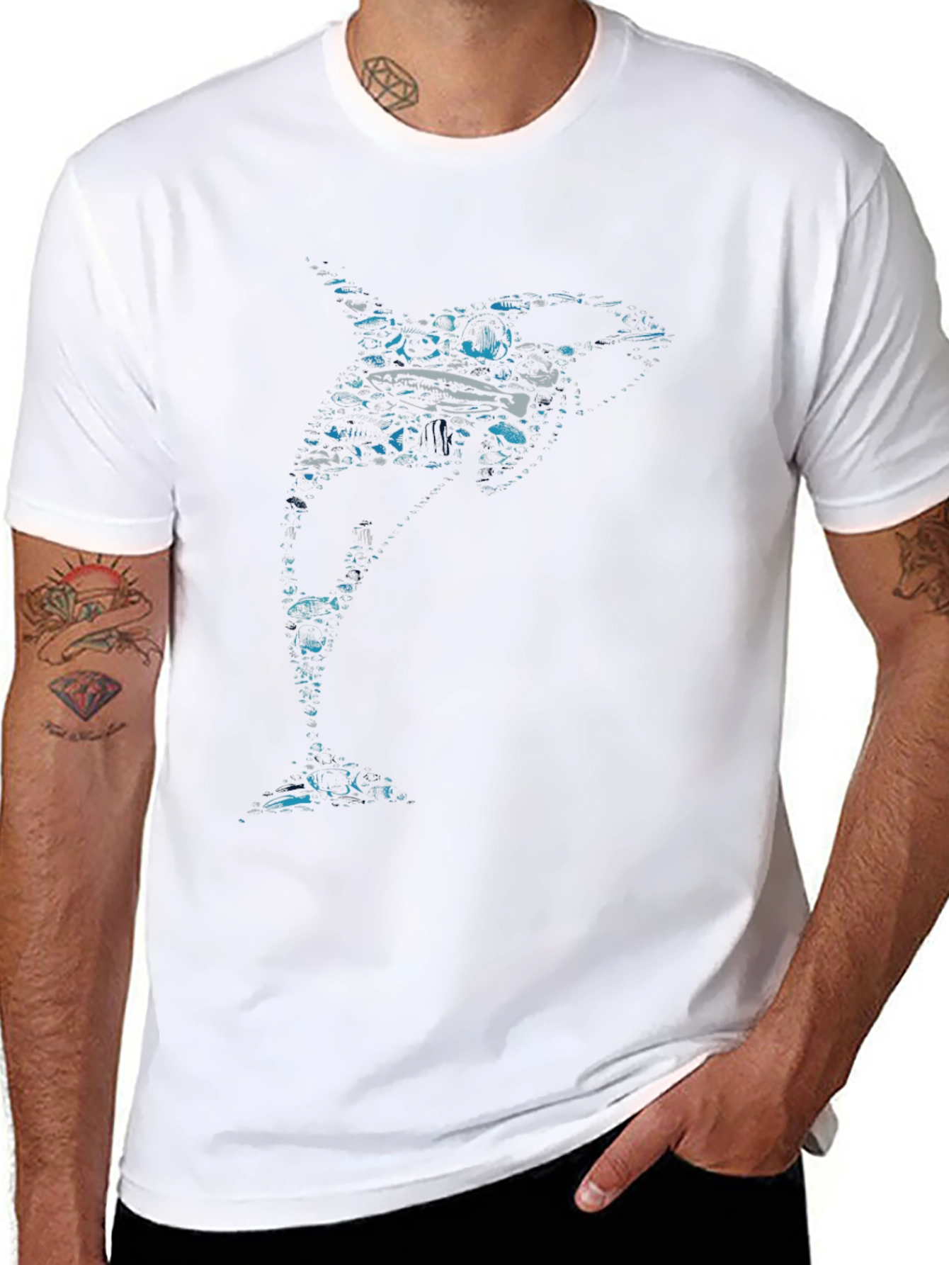 Orca Graphic Print Crew Neck T-Shirt