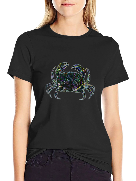 Neon Crab Graphic T-Shirt - Black Cotton Tee