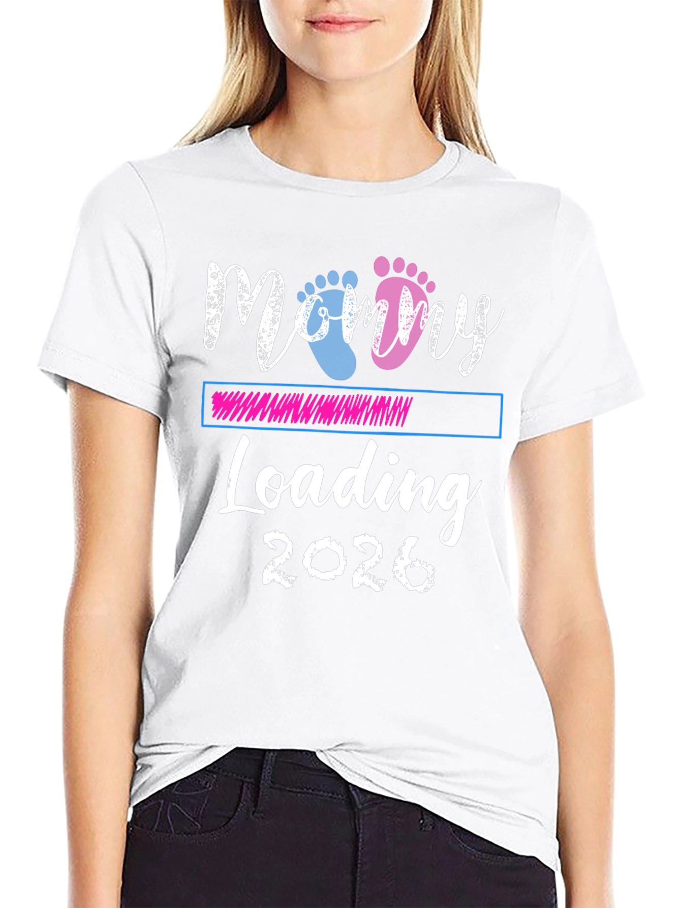 Mommy Loading 2026 Pregnancy Announcement T-Shirt