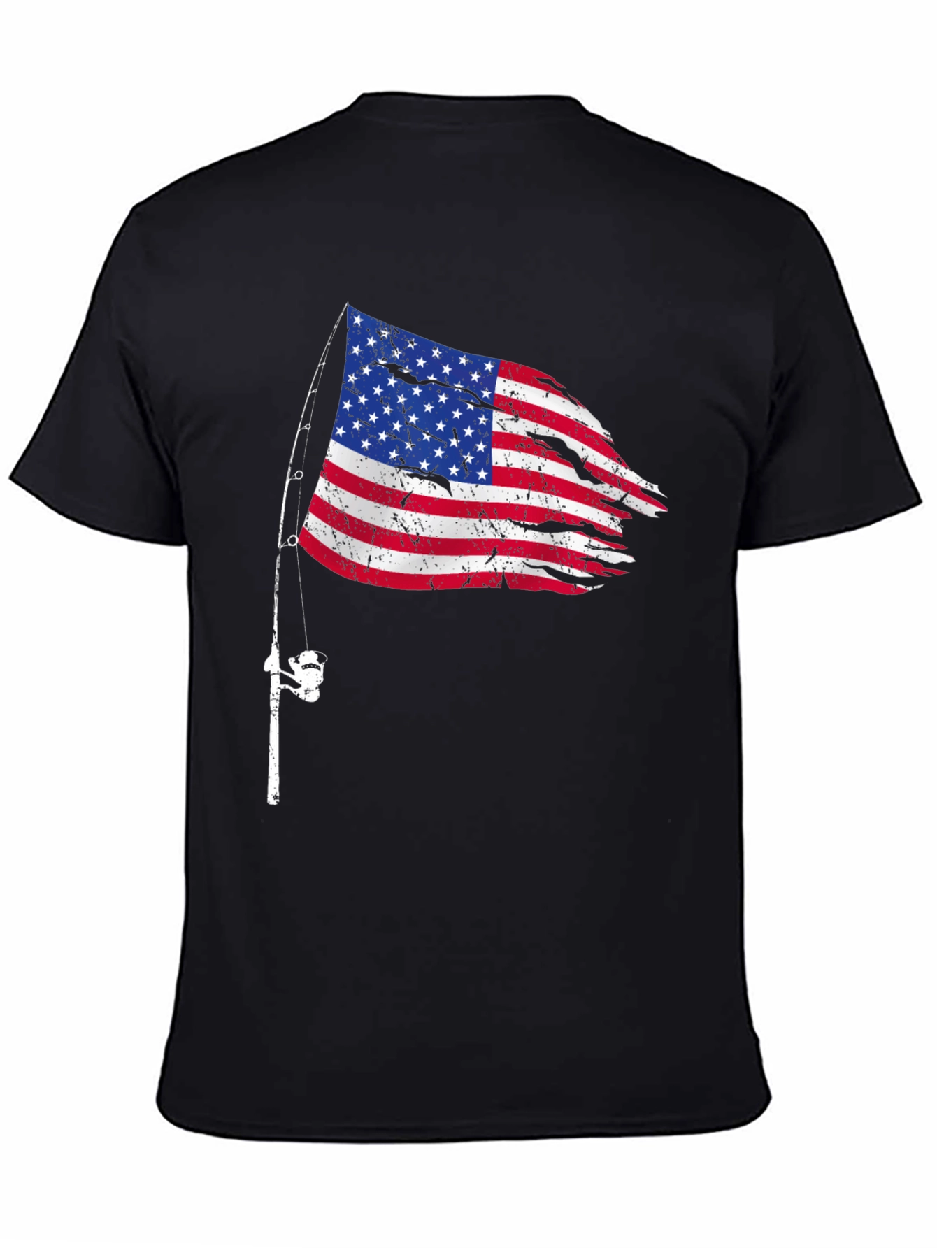 American Flag Fishing Rod T-Shirt