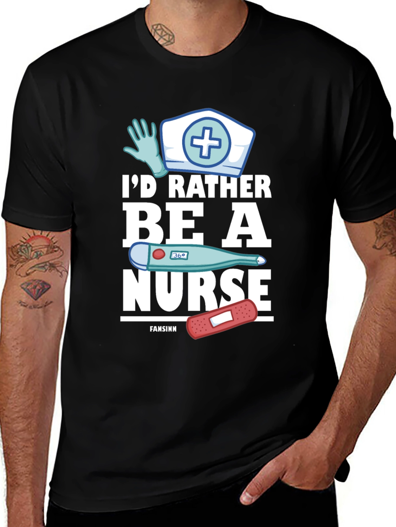 Id Rather Be A Nurse Black T-Shirt