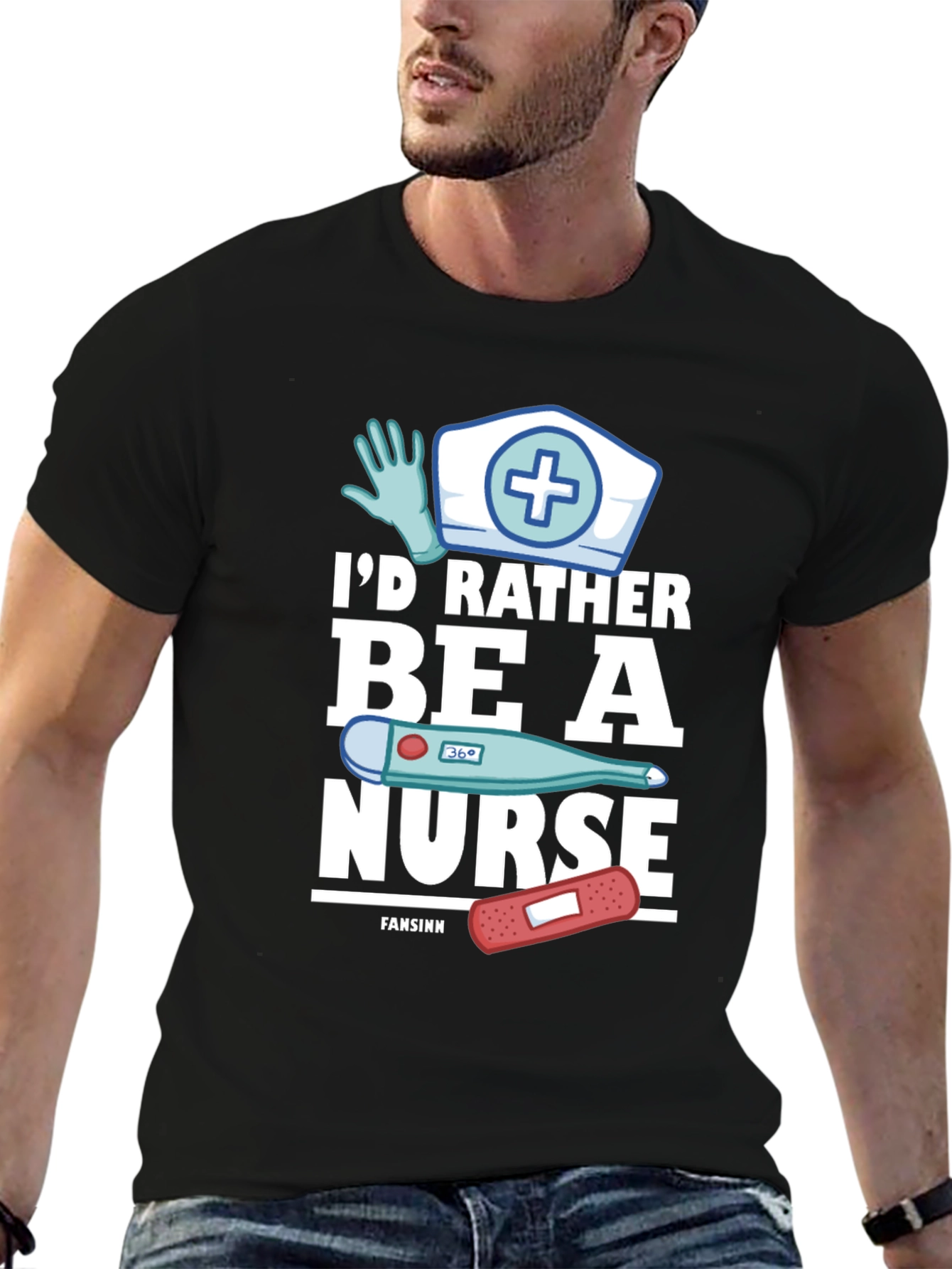 Id Rather Be A Nurse Black T-Shirt