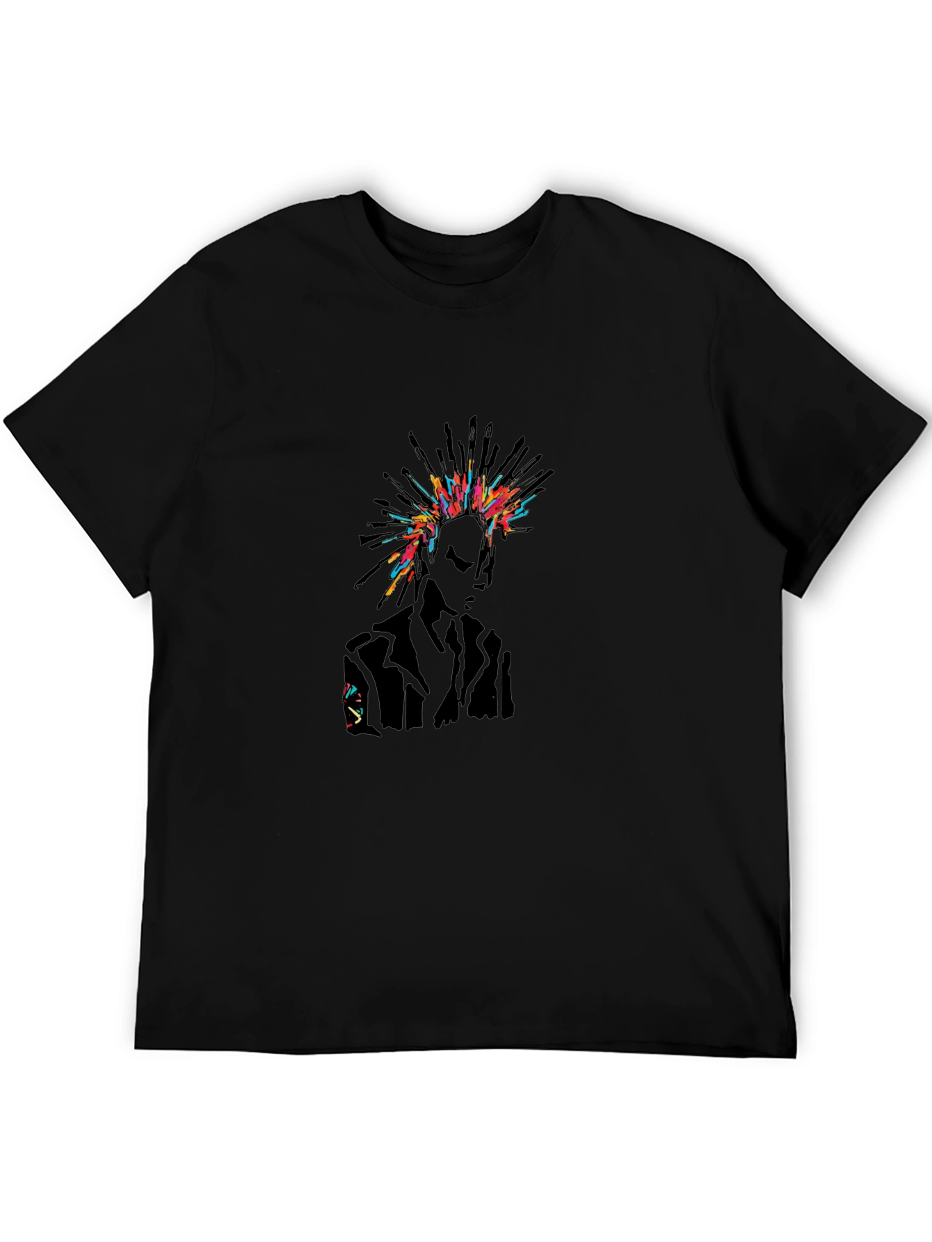 Abstract Punk Graphic Print Black T-Shirt