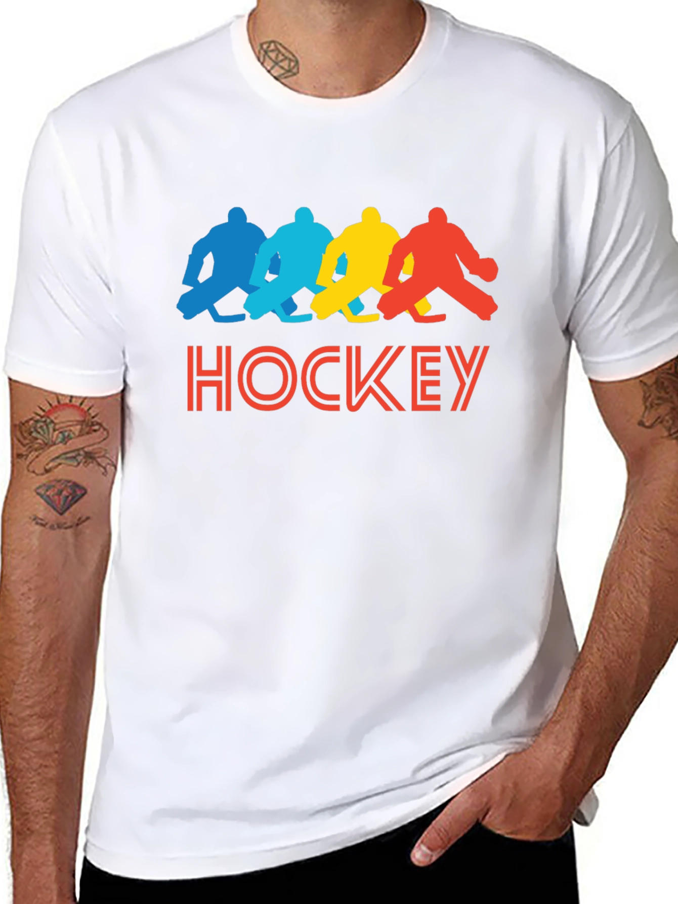 Hockey Player Graphic Tee - Retro Style