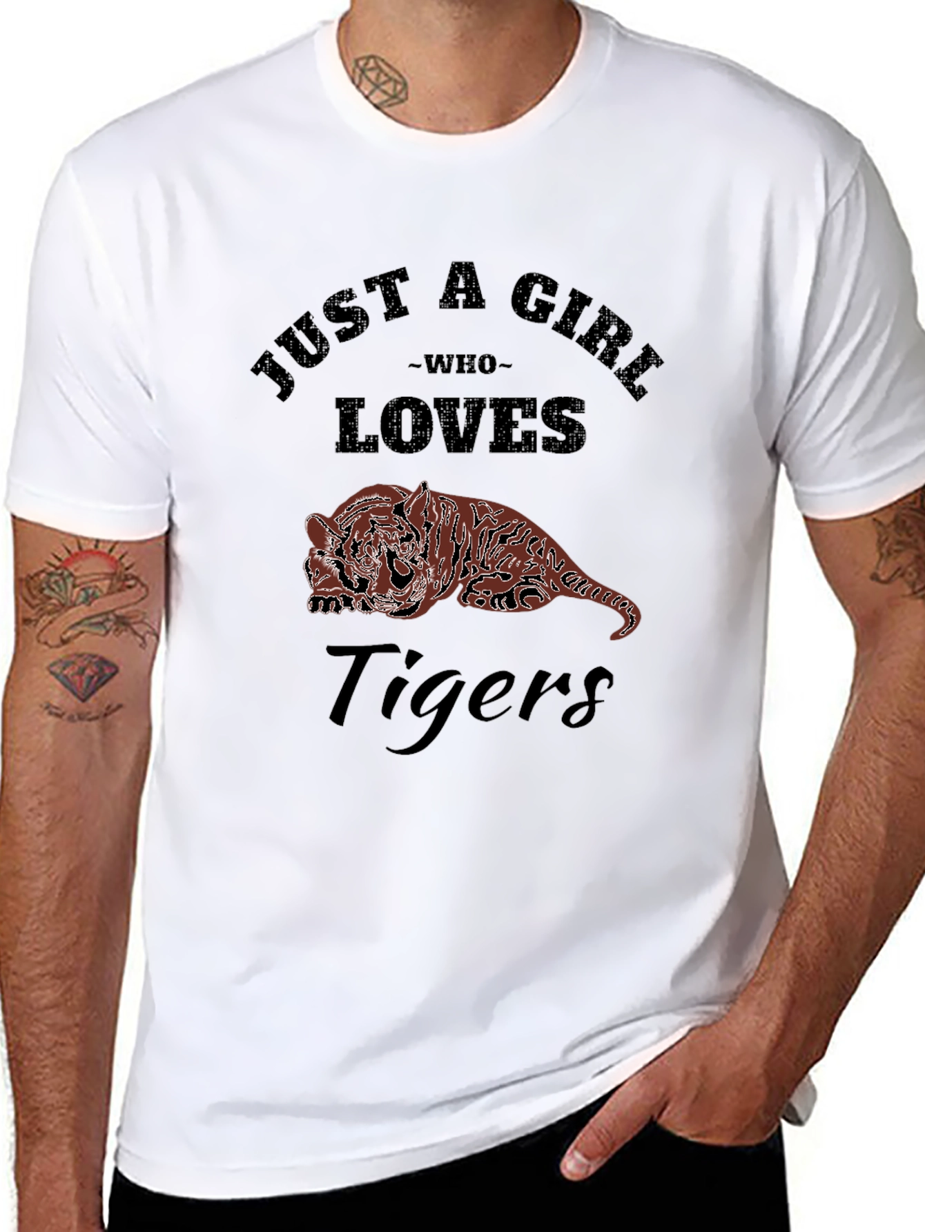 Just a Girl Who Loves Tigers Black T-Shirt