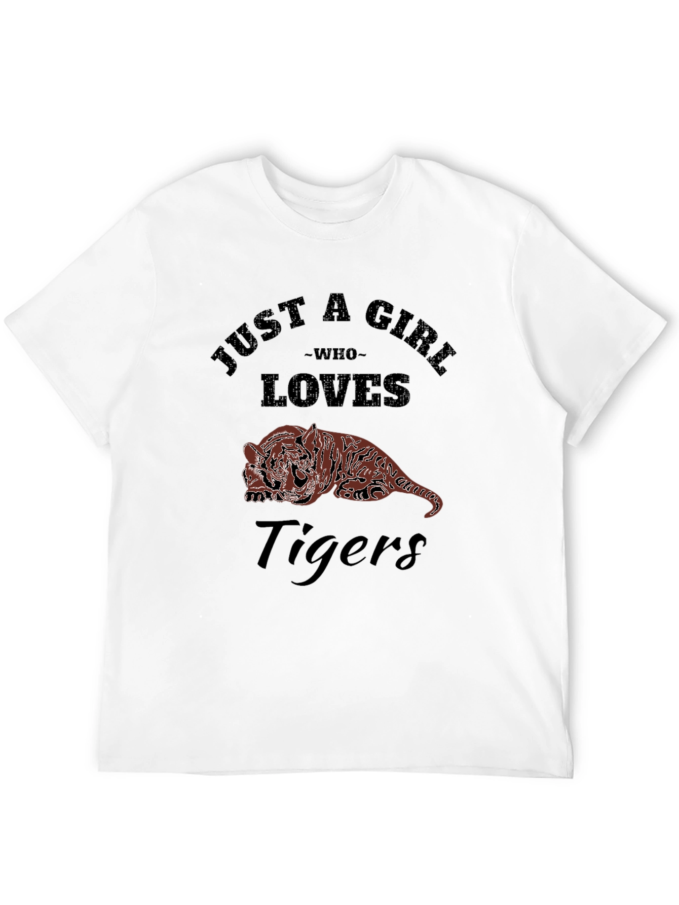 Just a Girl Who Loves Tigers Black T-Shirt