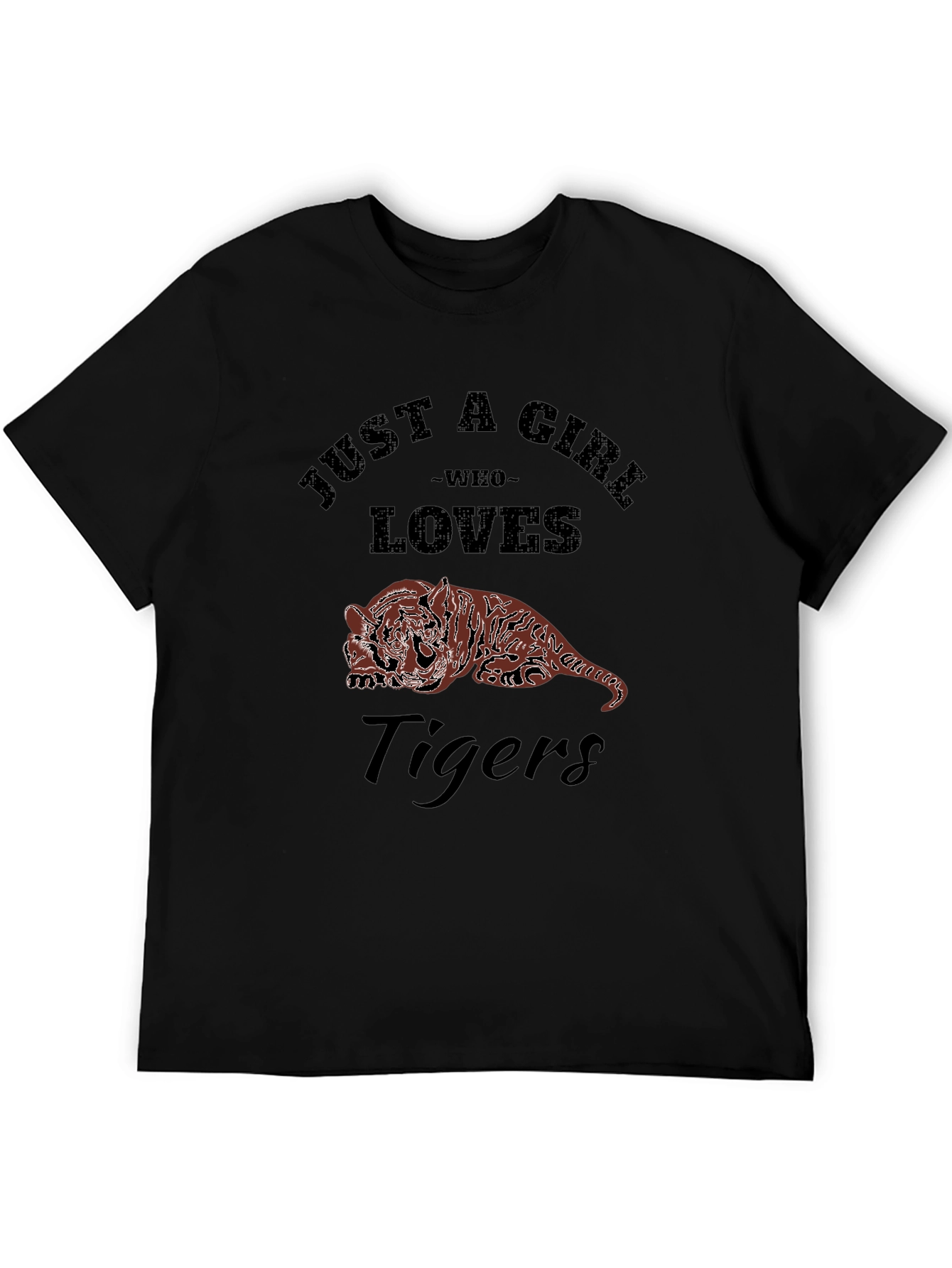 Just a Girl Who Loves Tigers Black T-Shirt