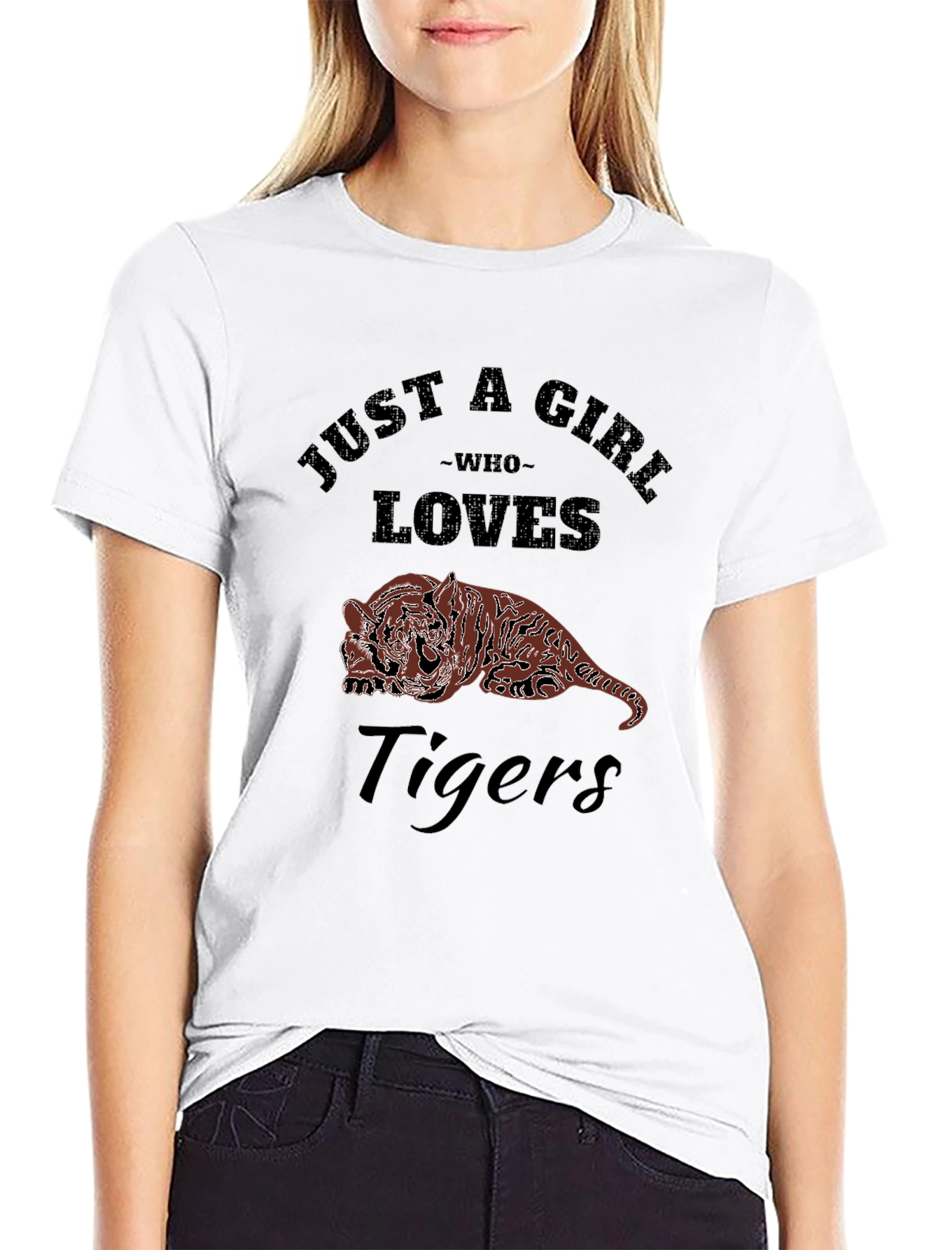 Just a Girl Who Loves Tigers Black T-Shirt