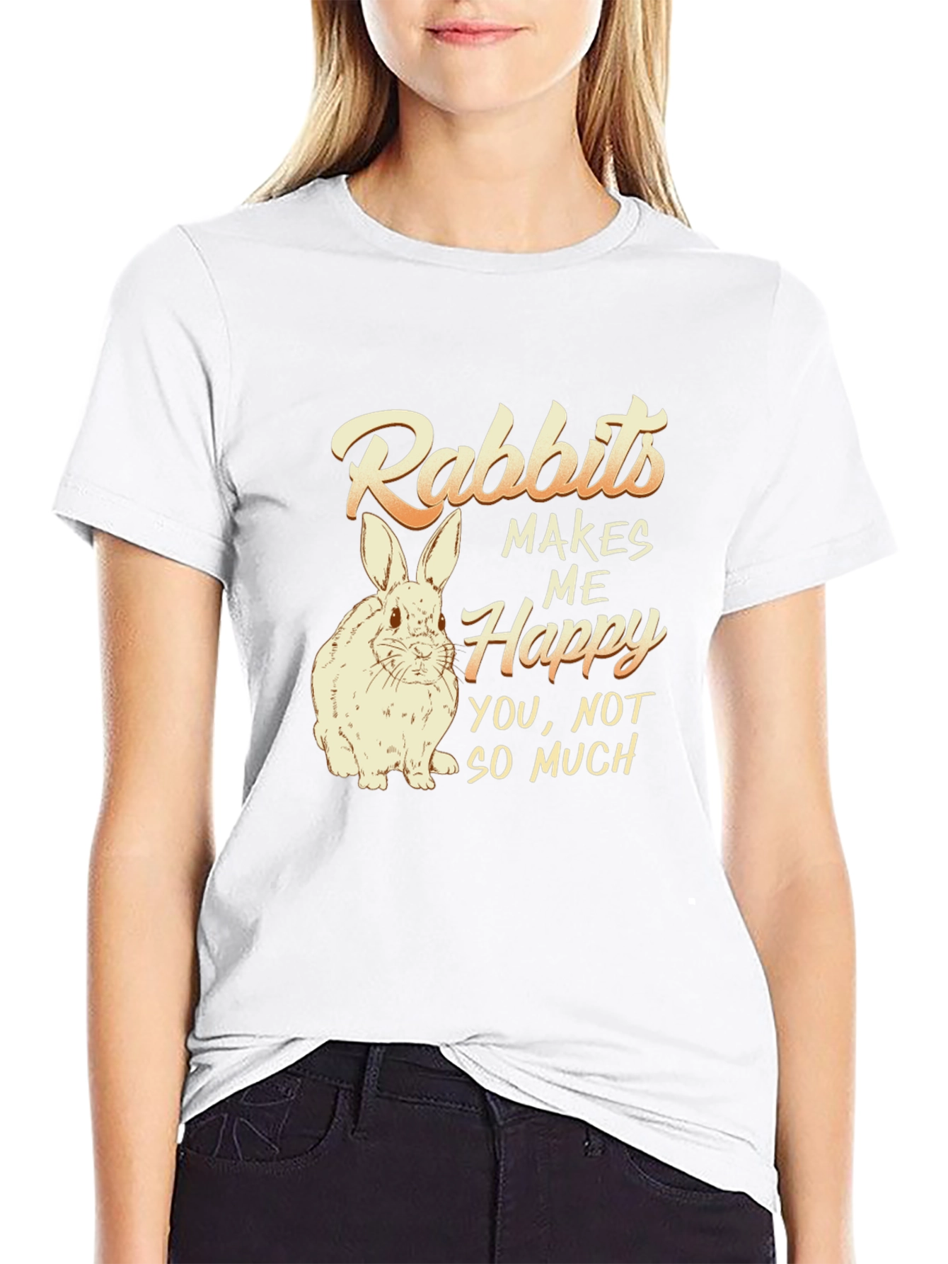 Rabbits Make Me Happy Mens Black T-Shirt