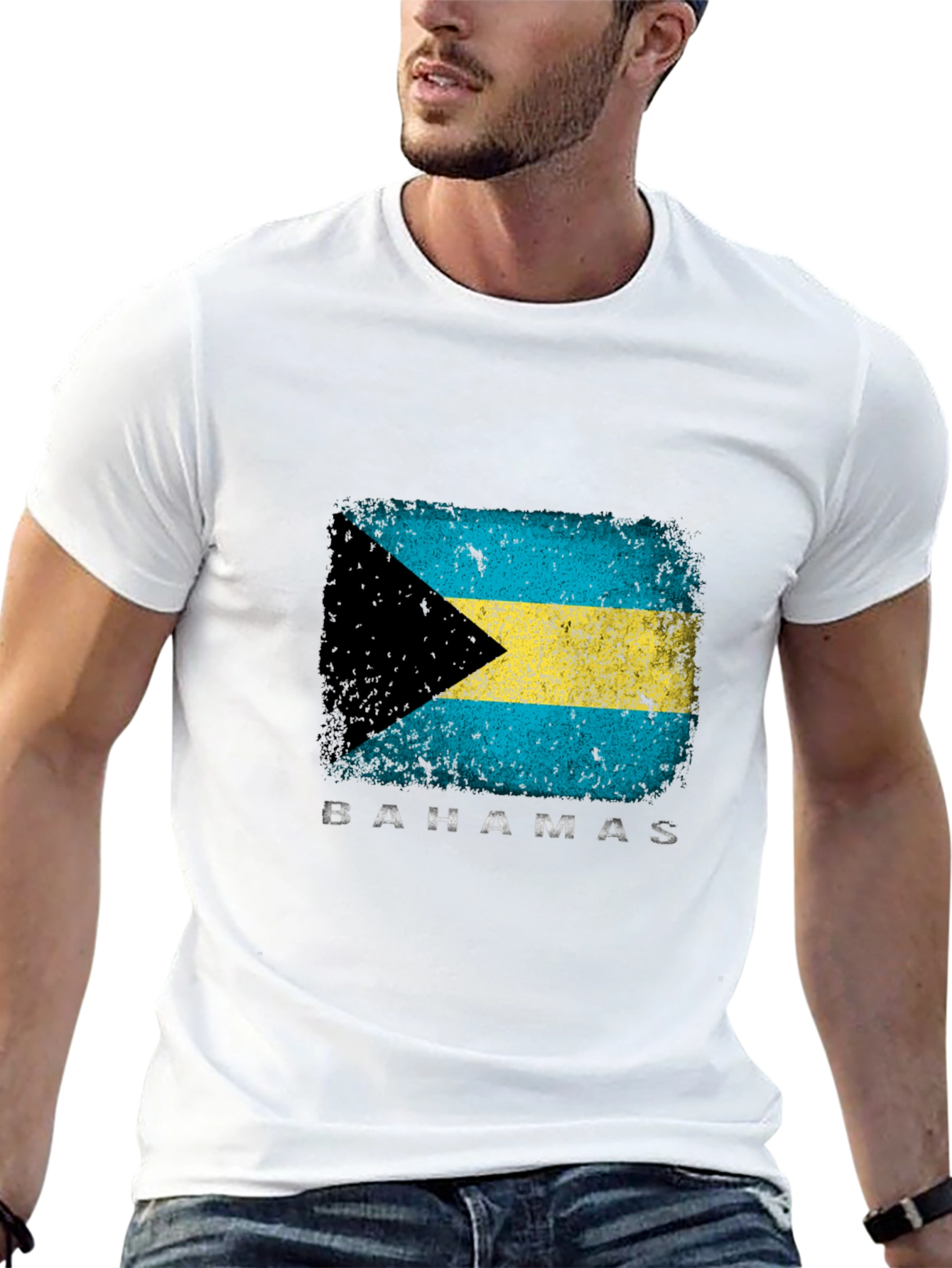 Bahamas Flag Graphic T-Shirt - Black