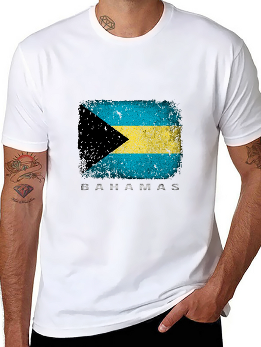 Bahamas Flag Graphic T-Shirt - Black