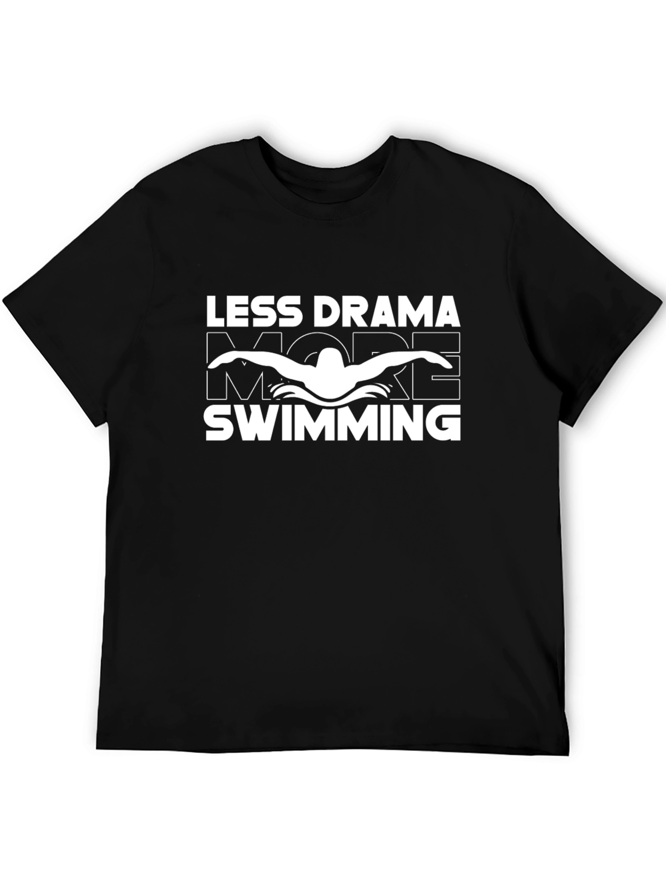 Less Drama More Swimming Black Graphic T-Shirt