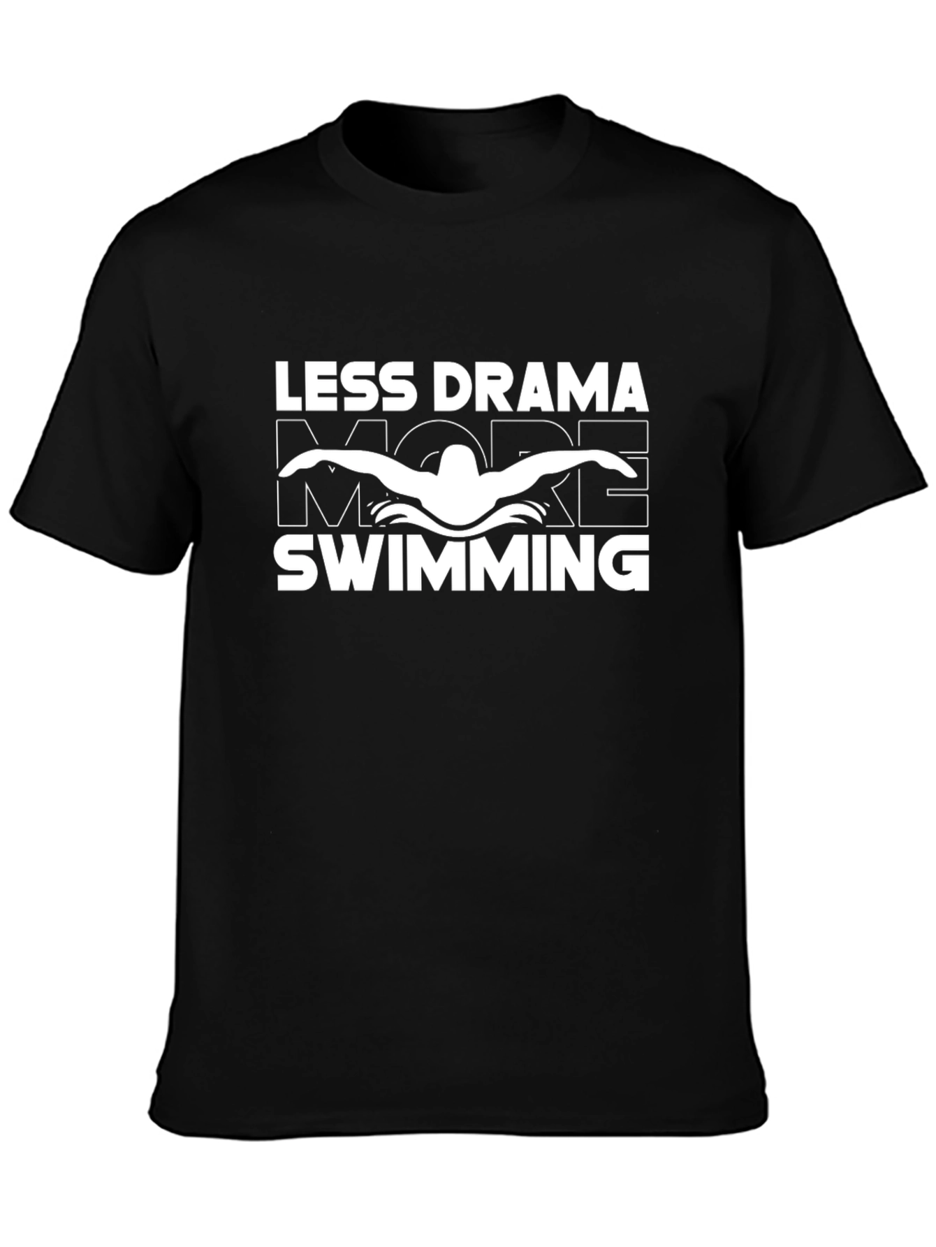 Less Drama More Swimming Black Graphic T-Shirt