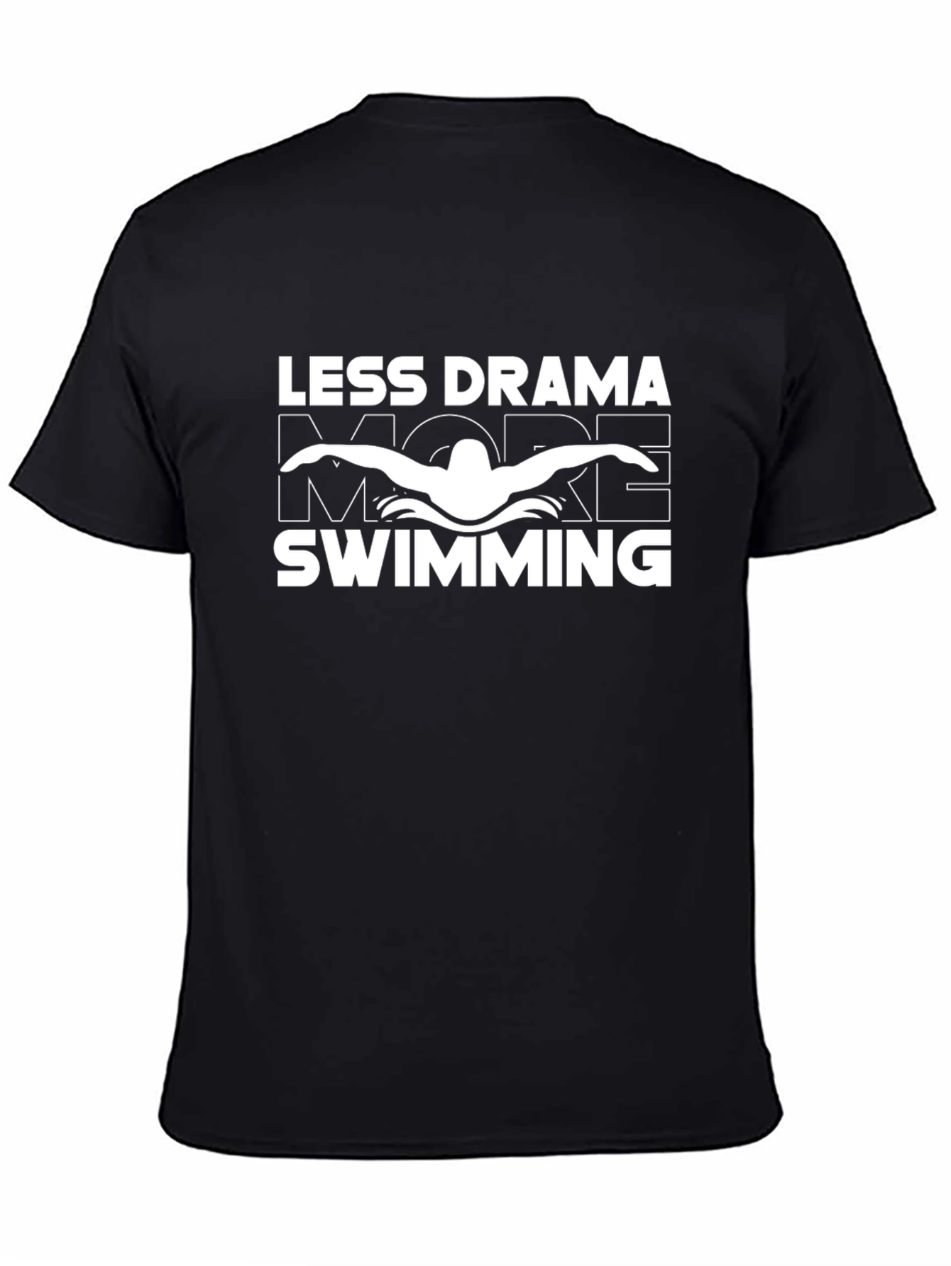 Less Drama More Swimming Black Graphic T-Shirt