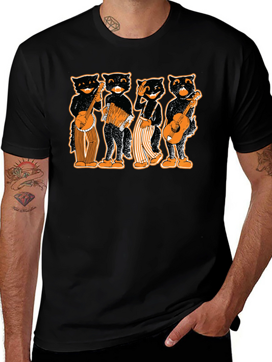 Cats Band T-Shirt Funny Graphic Tee for Music Lovers