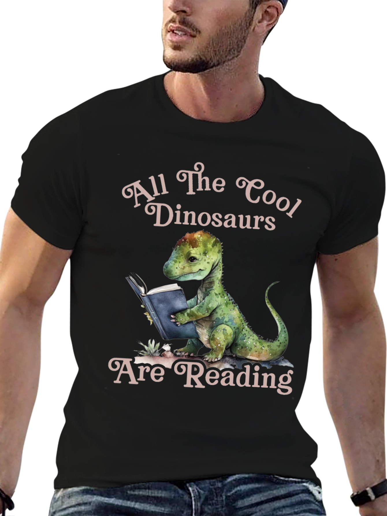 Cool Dinosaur Reading T-Shirt