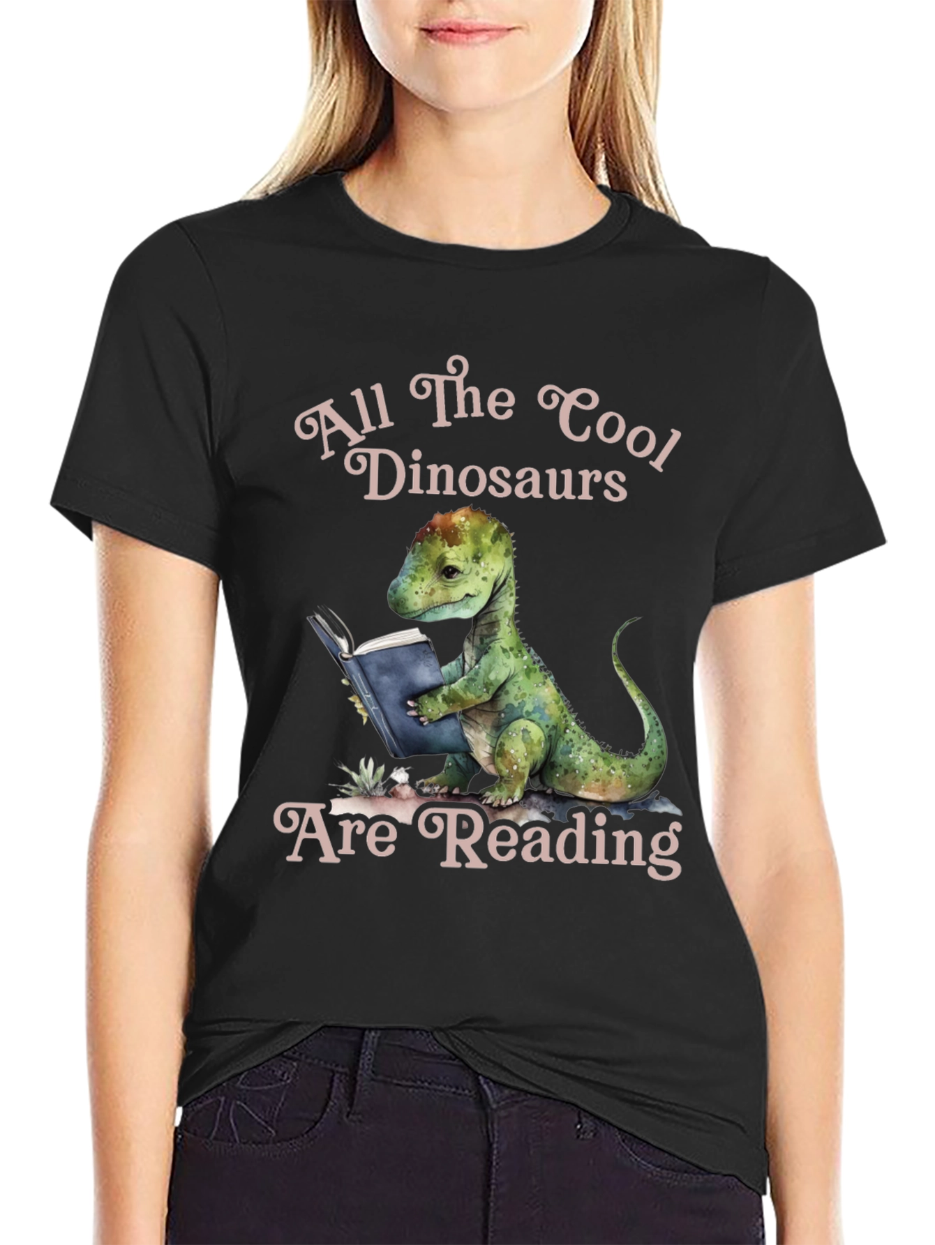 Cool Dinosaur Reading T-Shirt