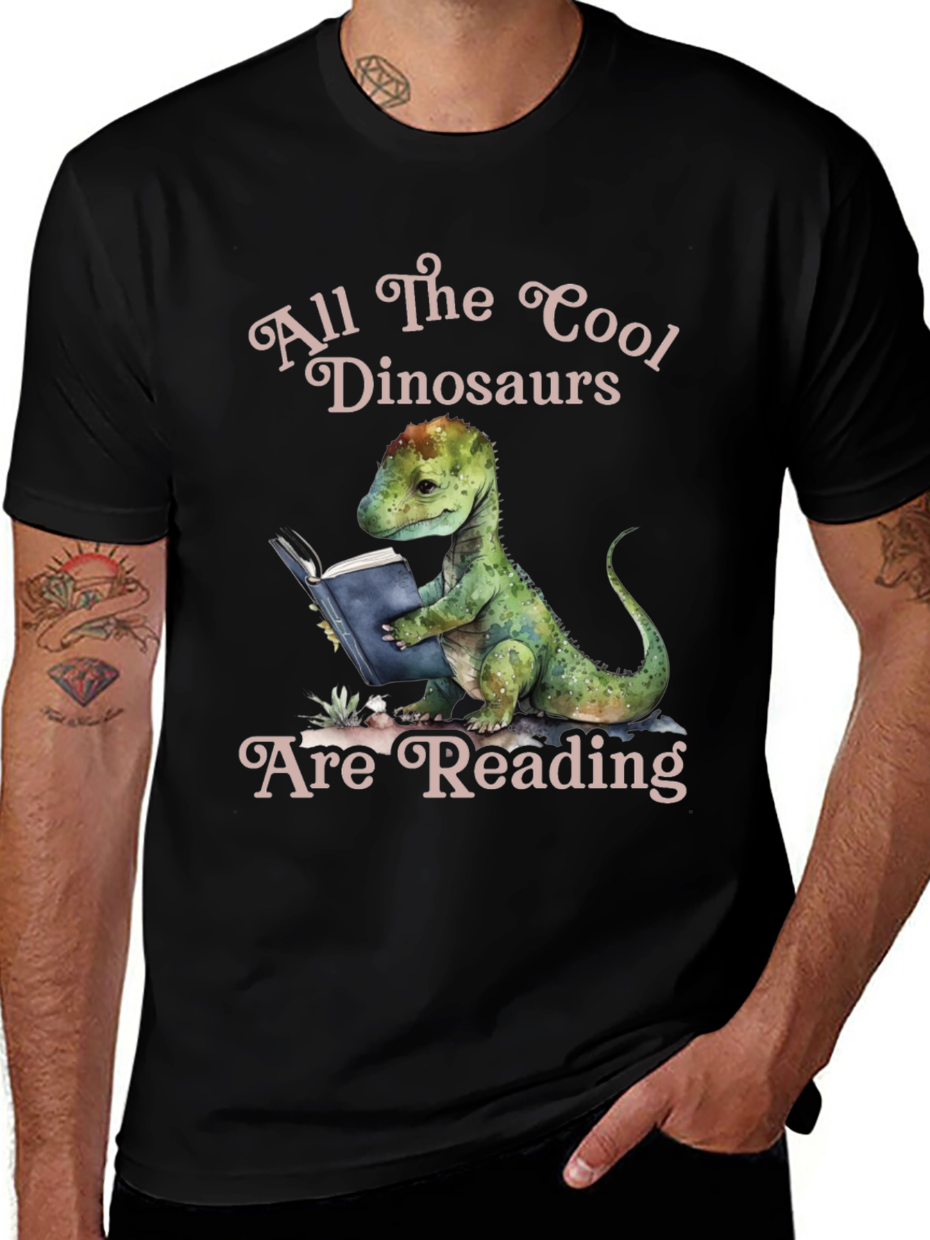 Cool Dinosaur Reading T-Shirt